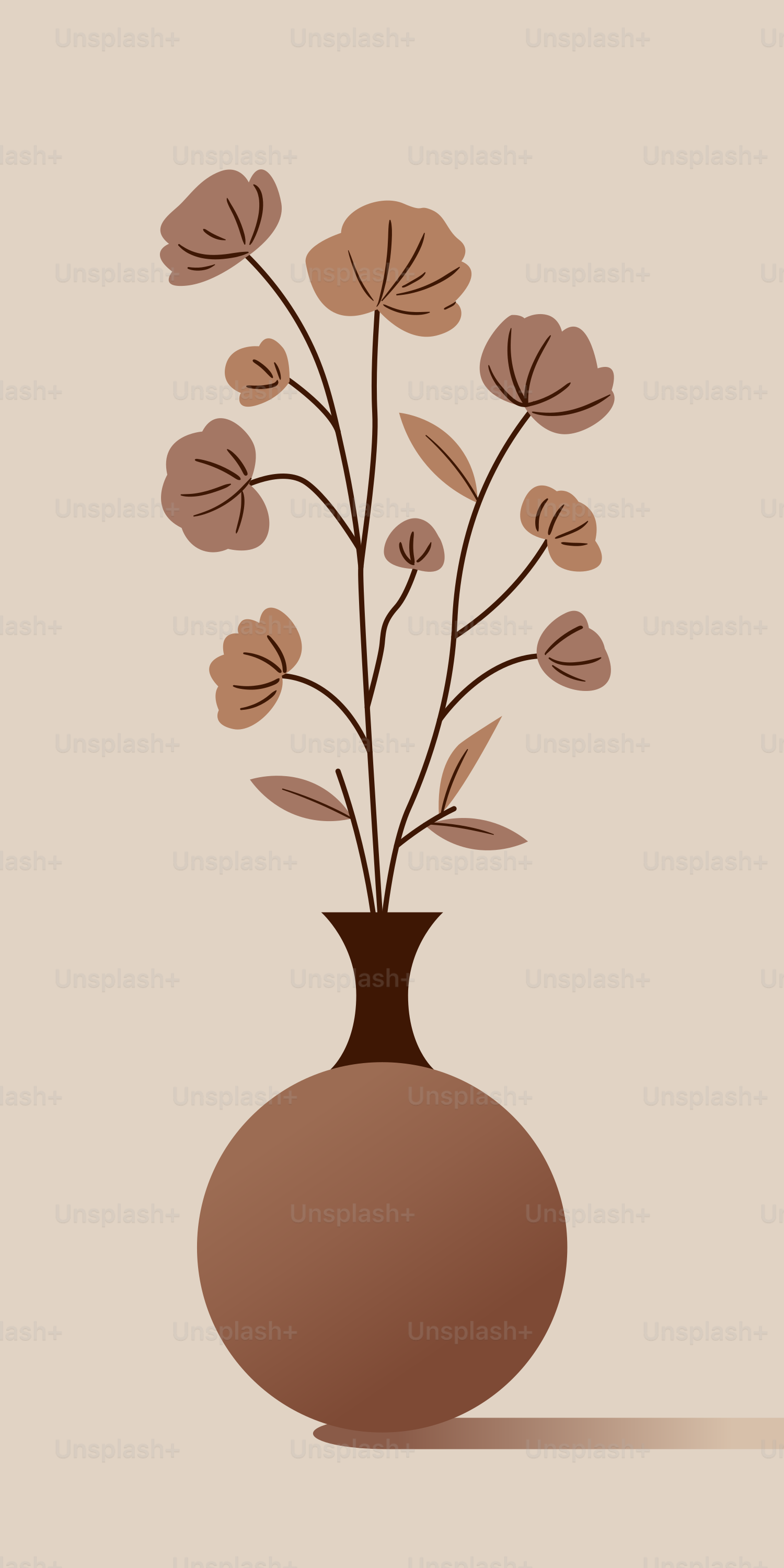 Un jarrón marrón con algunas flores