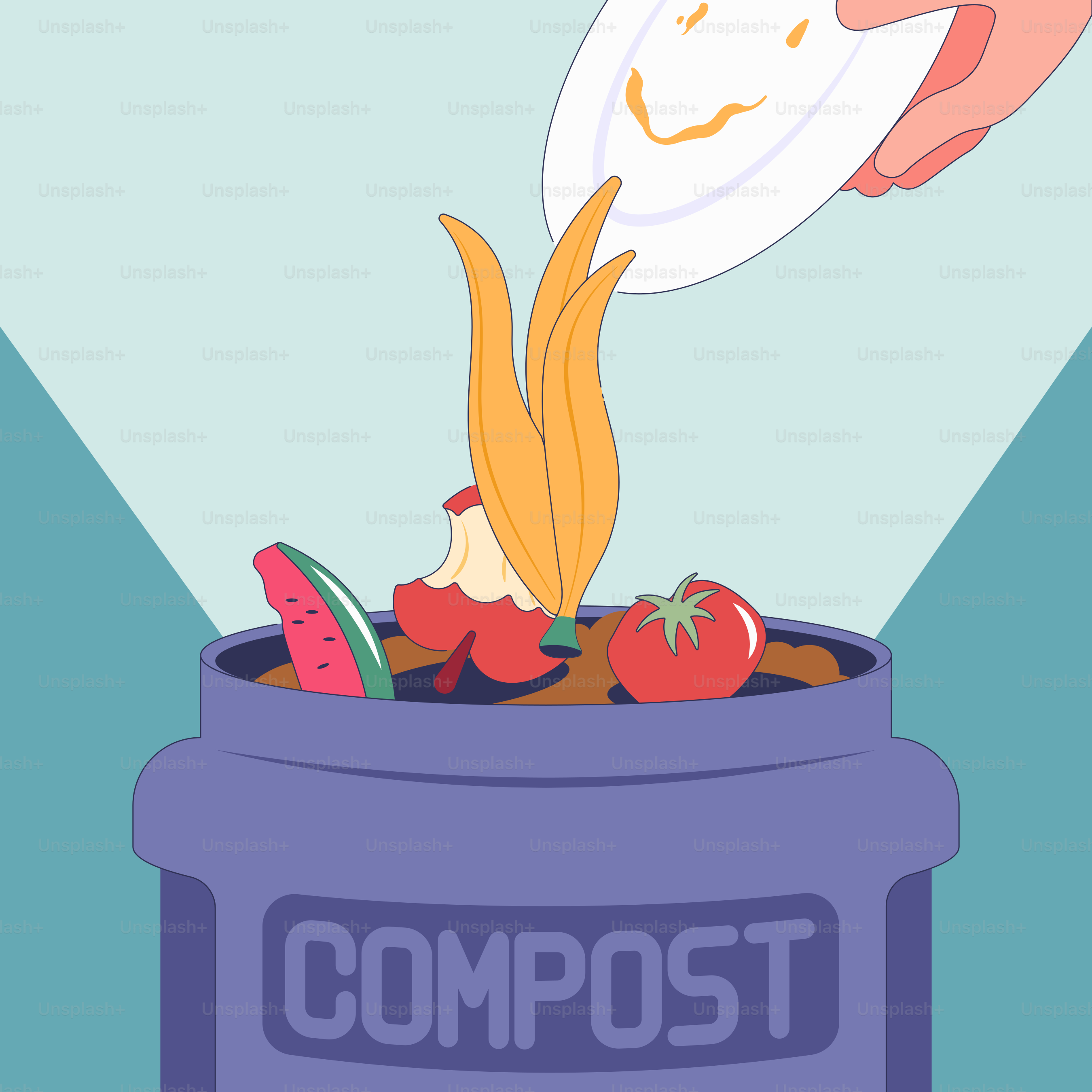 A person putting a plate into a trash can