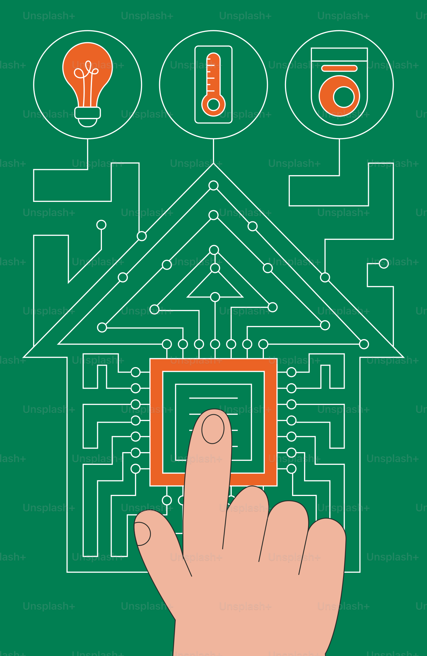 회로 기판의 버튼을 손으로 터치하는 모습