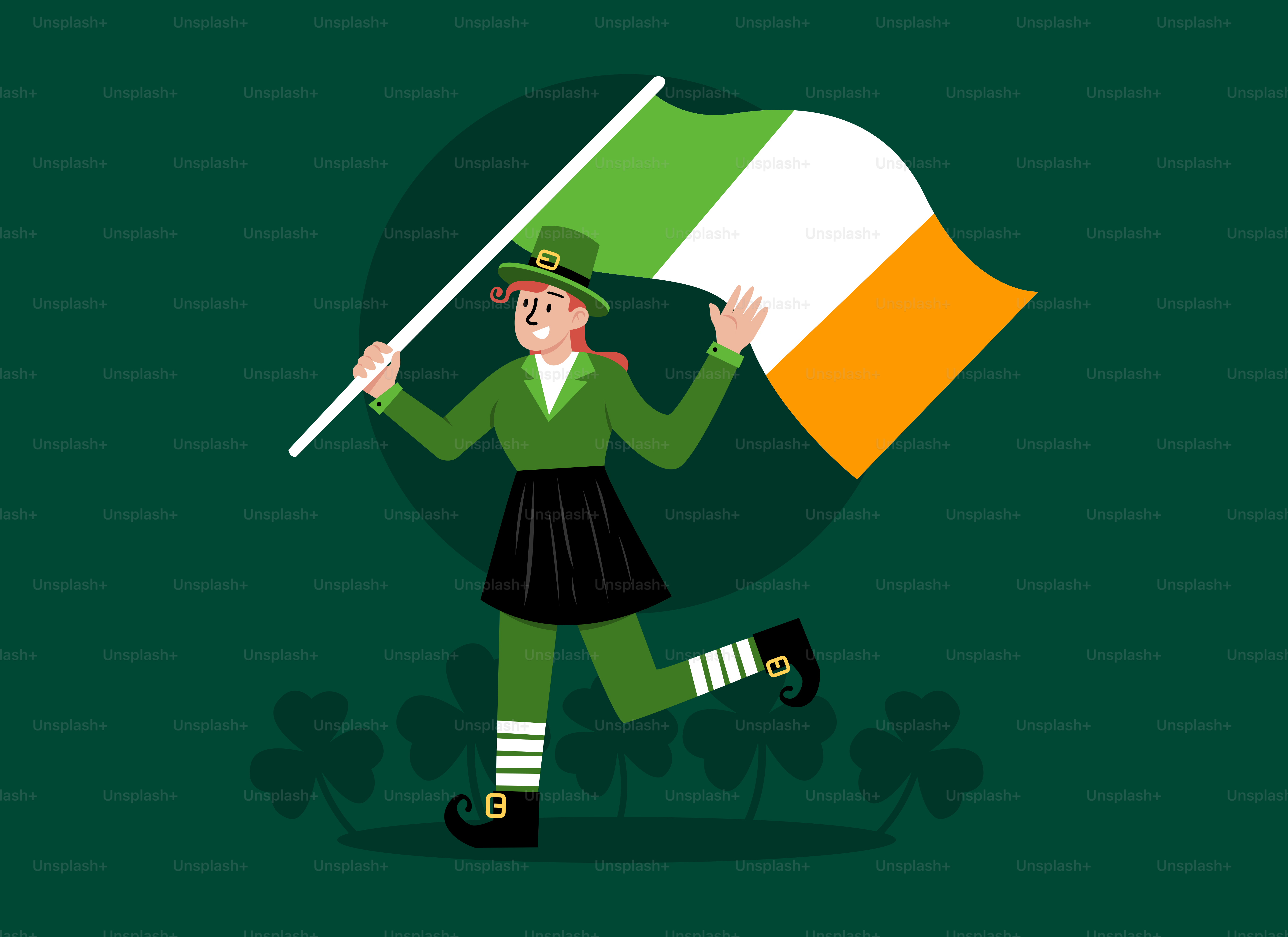 A woman holding a flag in her hand