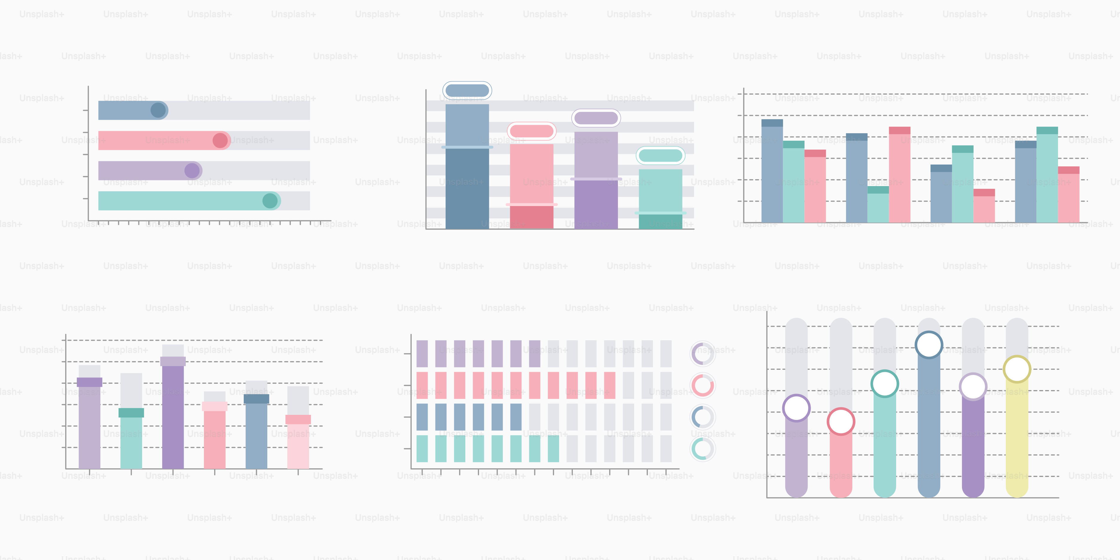 Un mucchio di grafici su una tabella