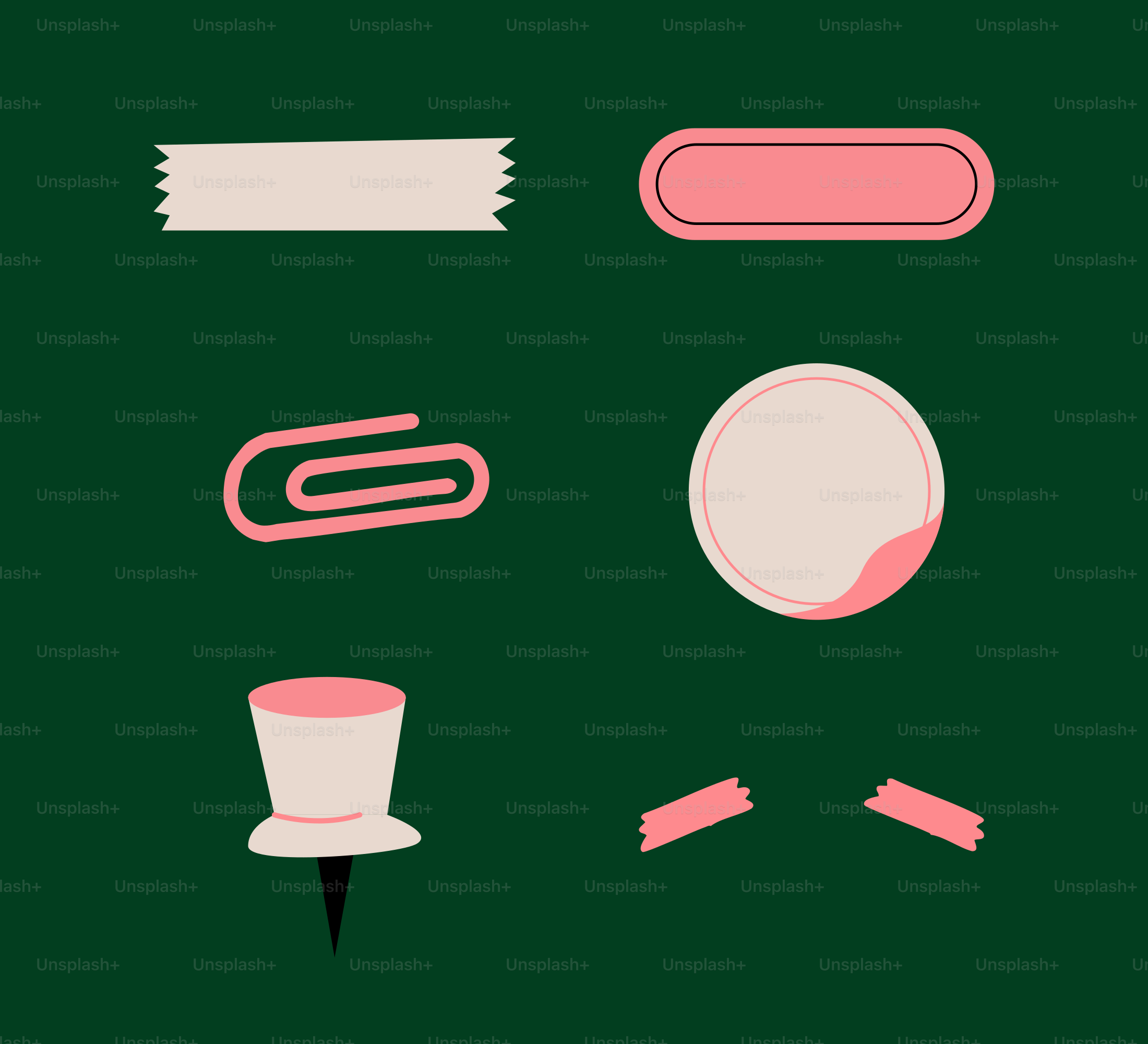 Um fundo verde com diferentes tipos de objetos