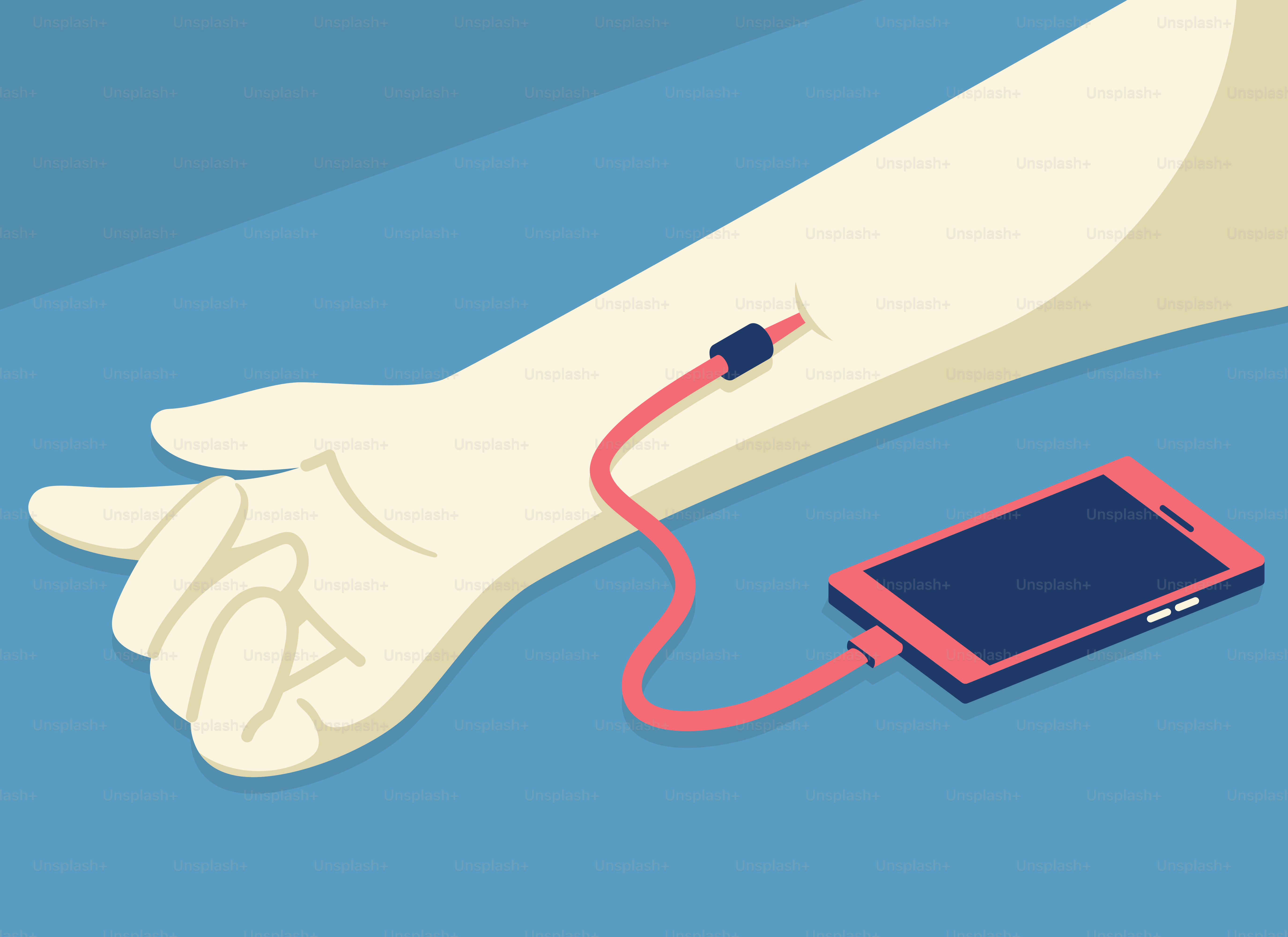 An illustration of a person's arm with an electronic device attached to it