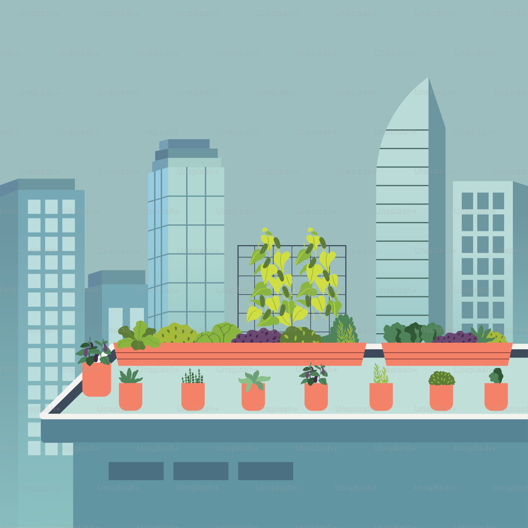 A large ship with plants on the top of it