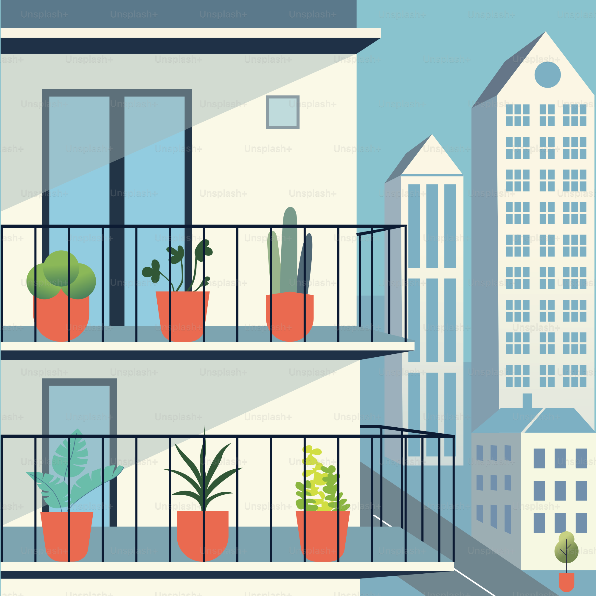 Un bâtiment végétalisé sur les balcons