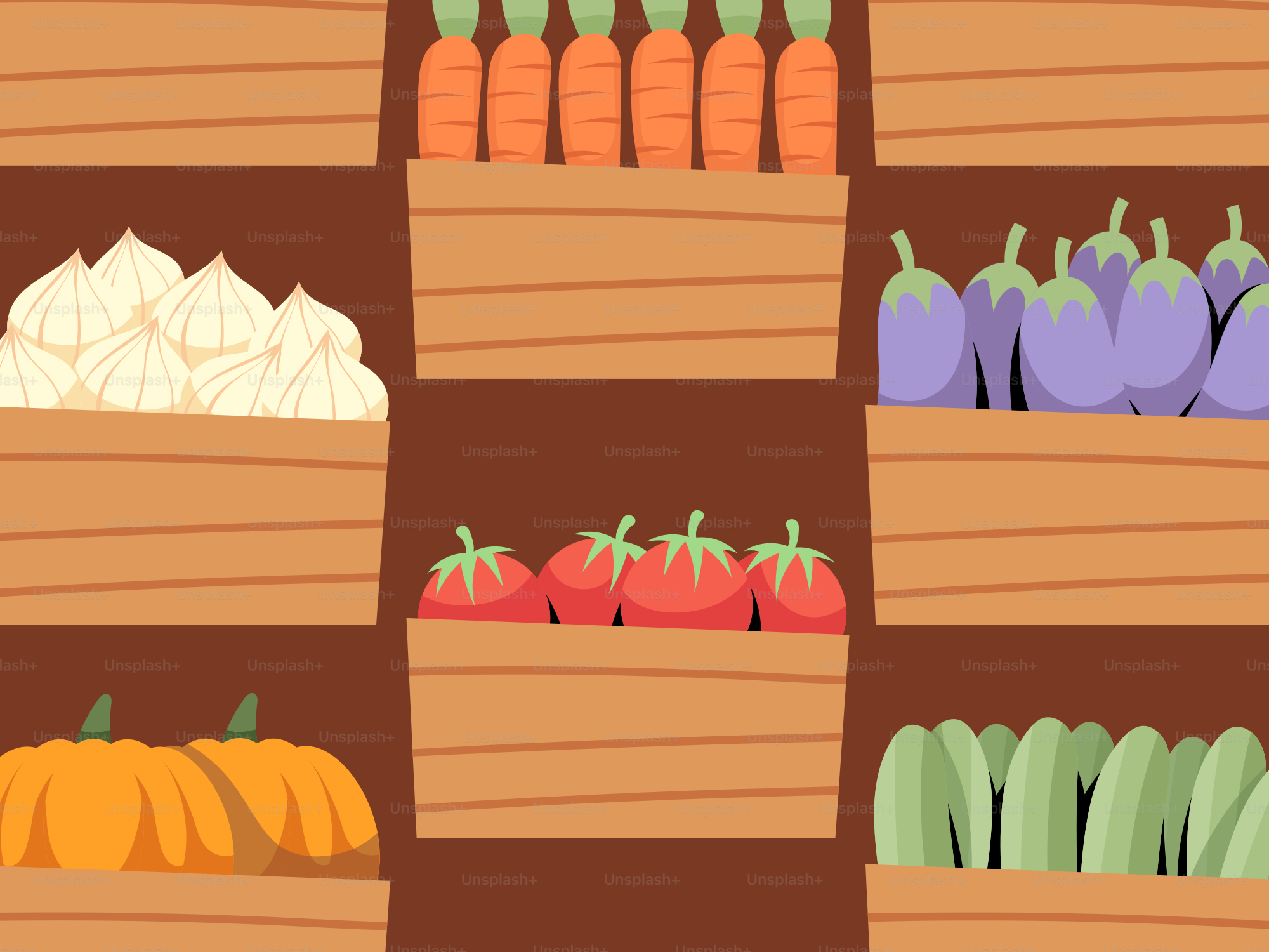 Una scatola di legno piena di tanti tipi diversi di verdure