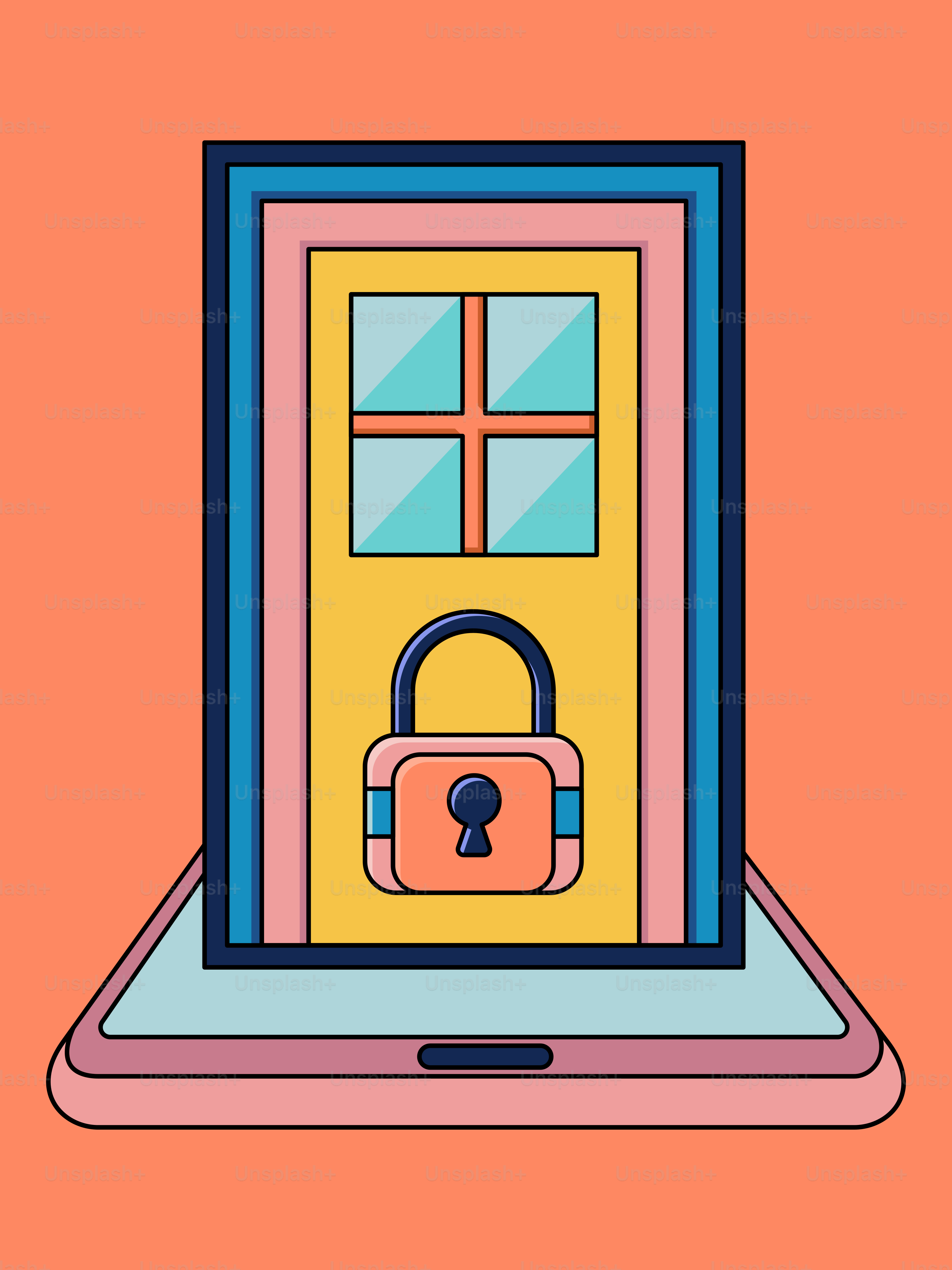 A laptop with a lock on the screen