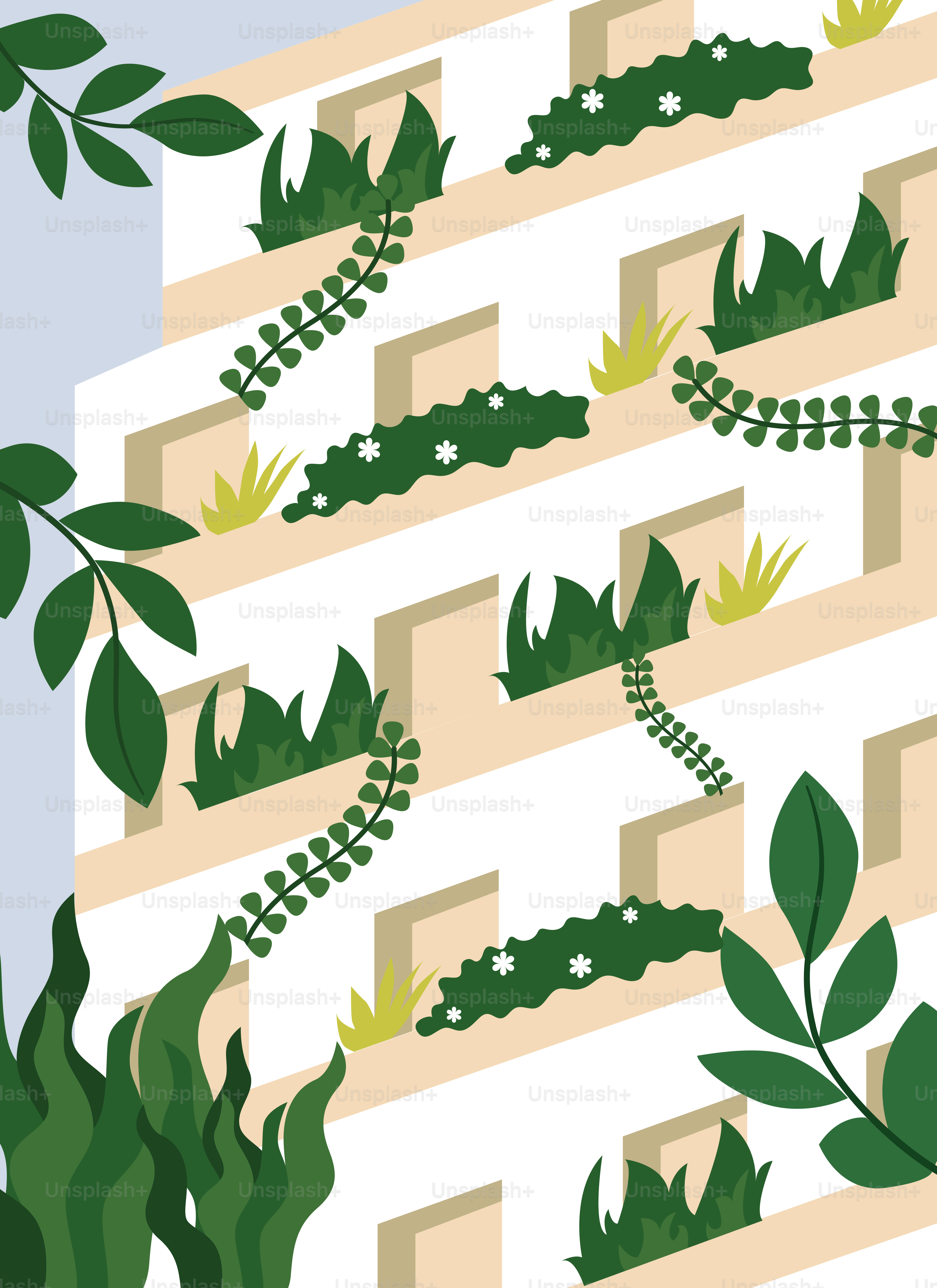 A building with plants growing on the side of it