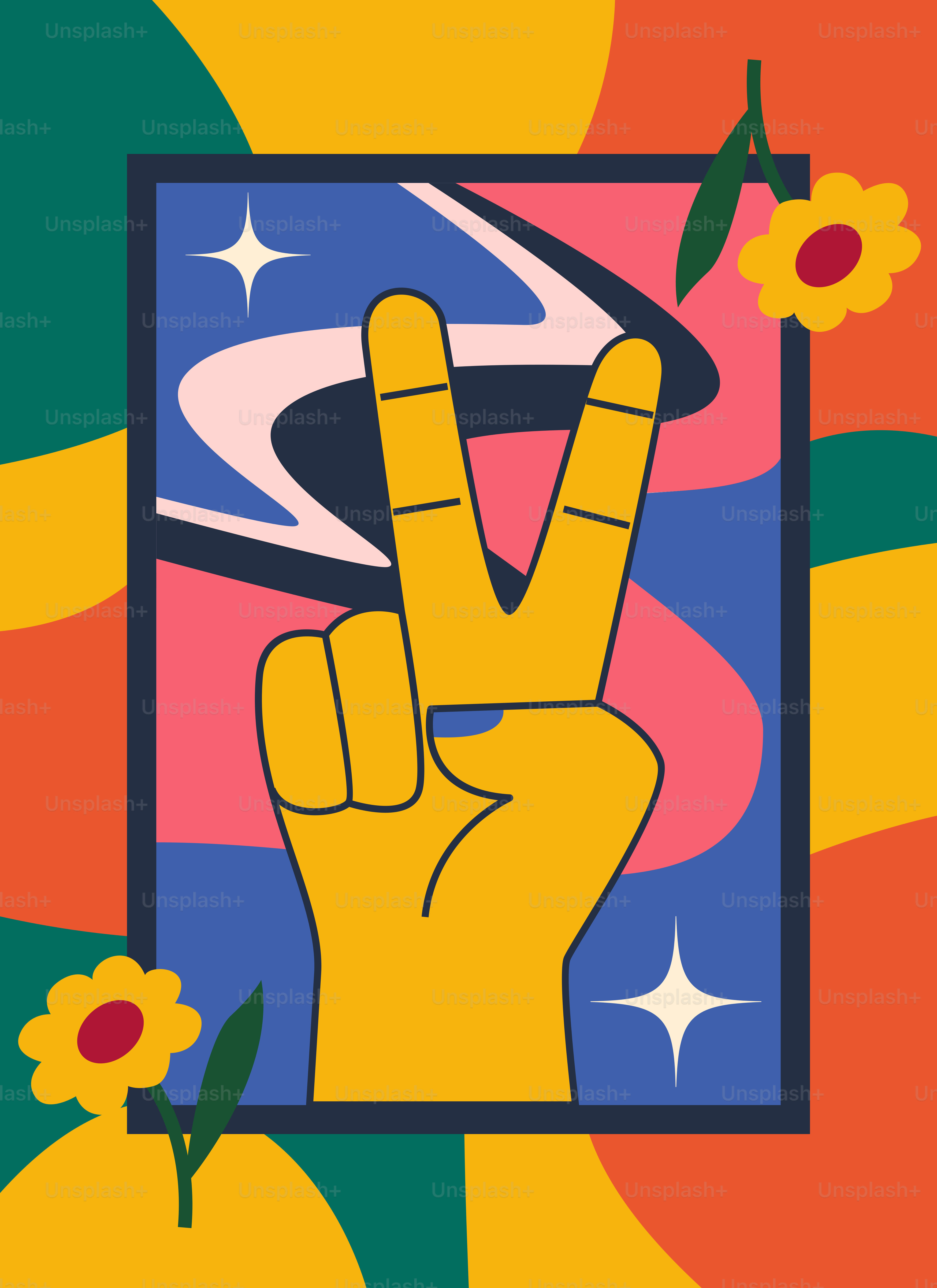 A picture of a peace sign with flowers around it