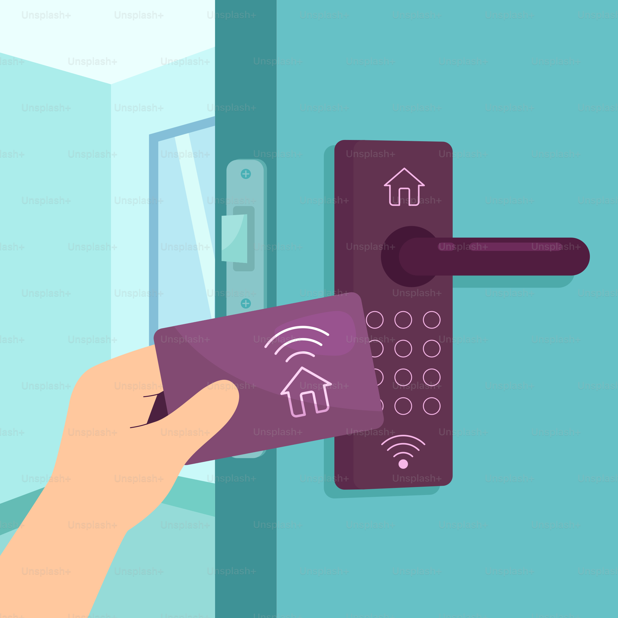 Una persona tiene in mano un telecomando davanti a una porta