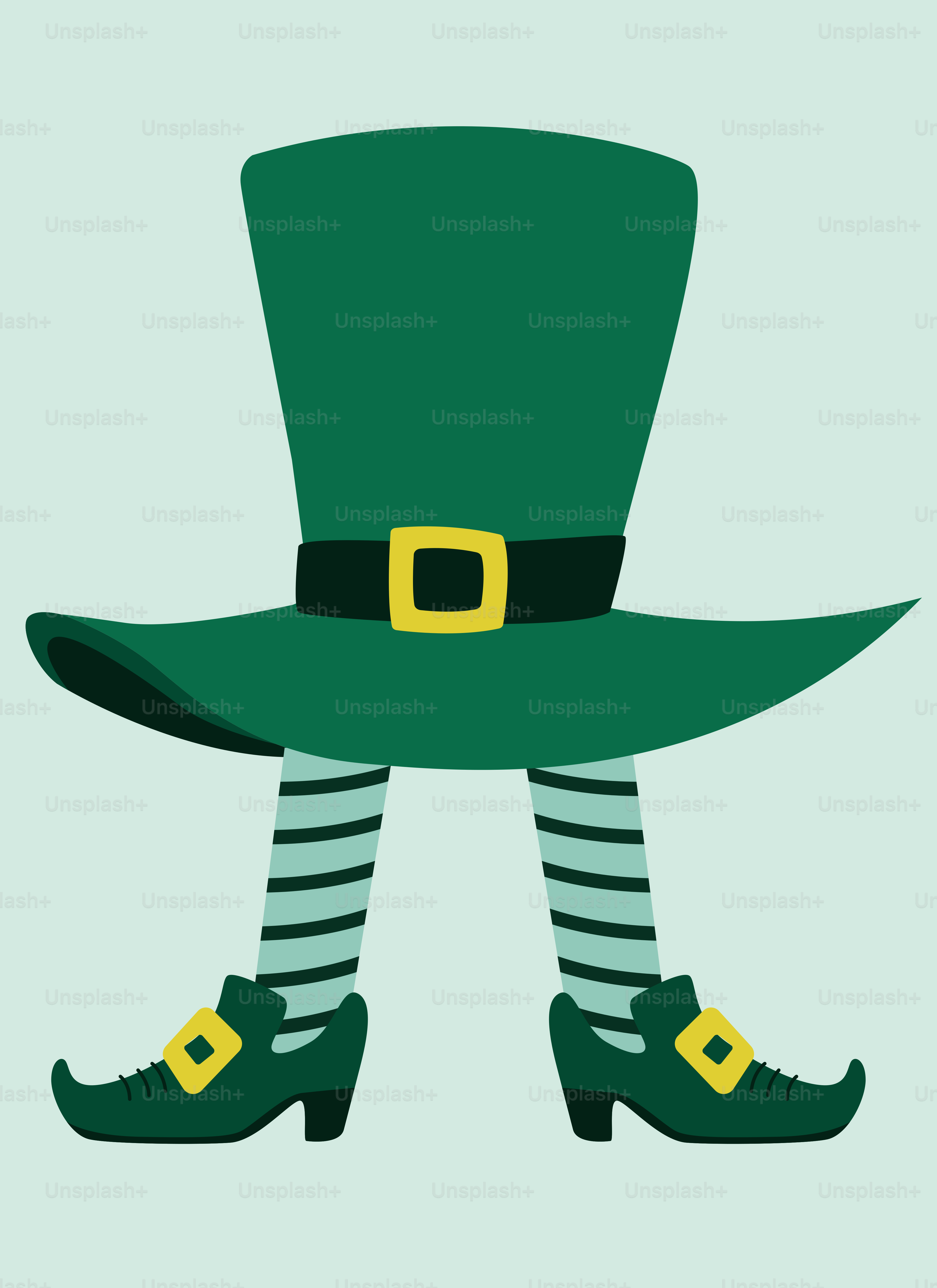 A st patrick's day card with a green hat and green shoes