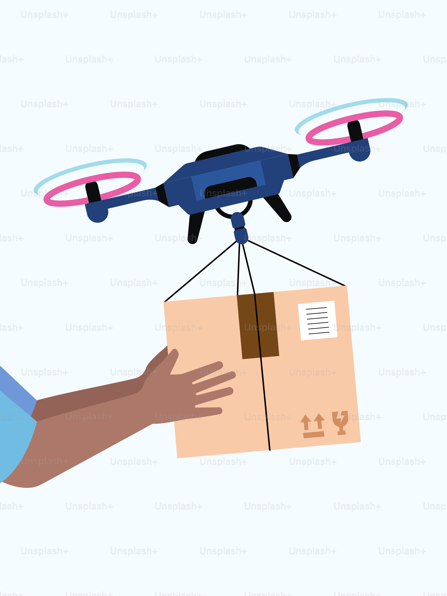 Une personne tenant une boîte avec une télécommande volant au-dessus