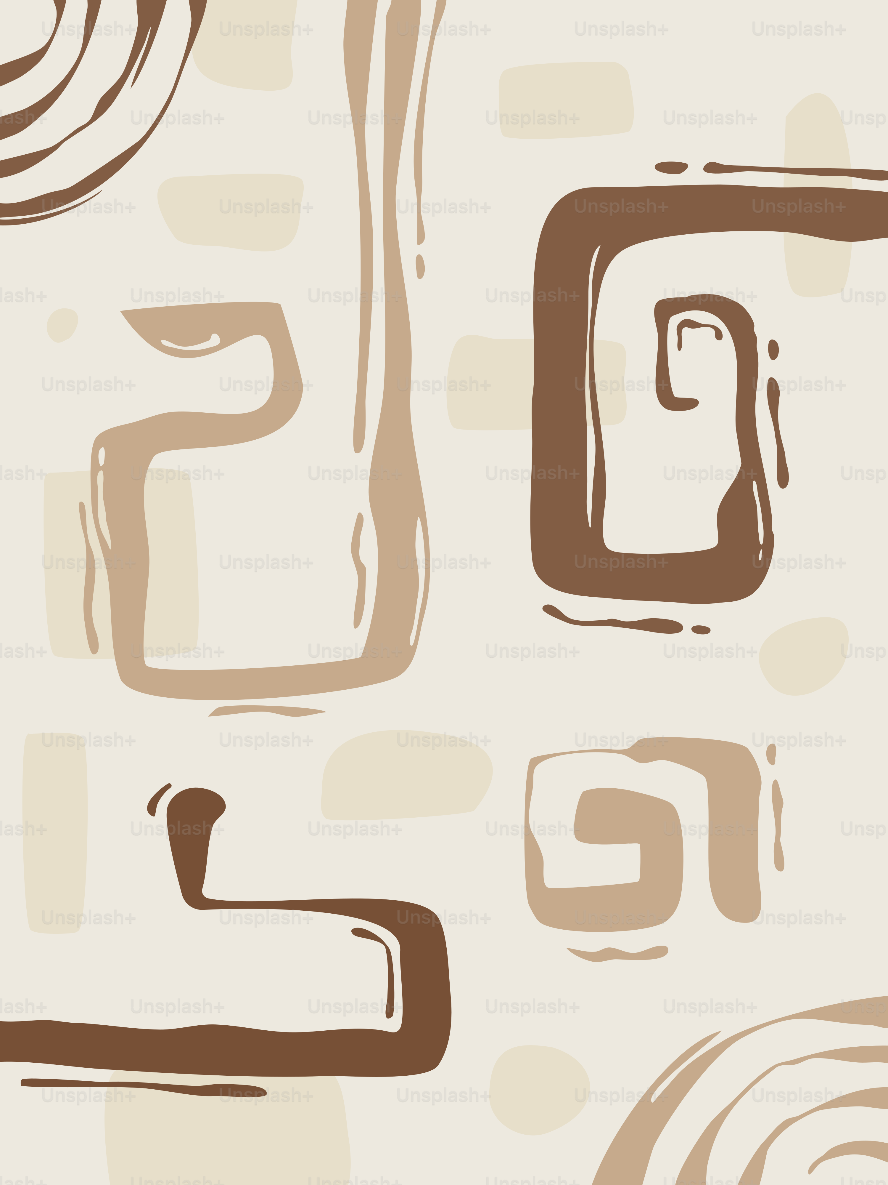 Un papier peint beige et marron avec des formes abstraites