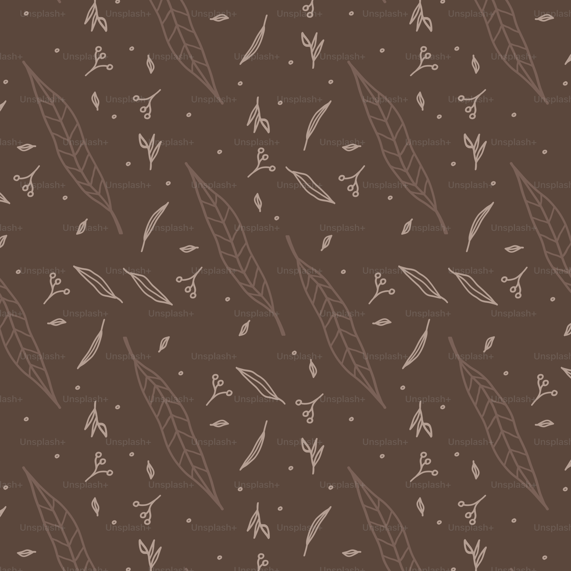 A brown and white pattern with leaves on it