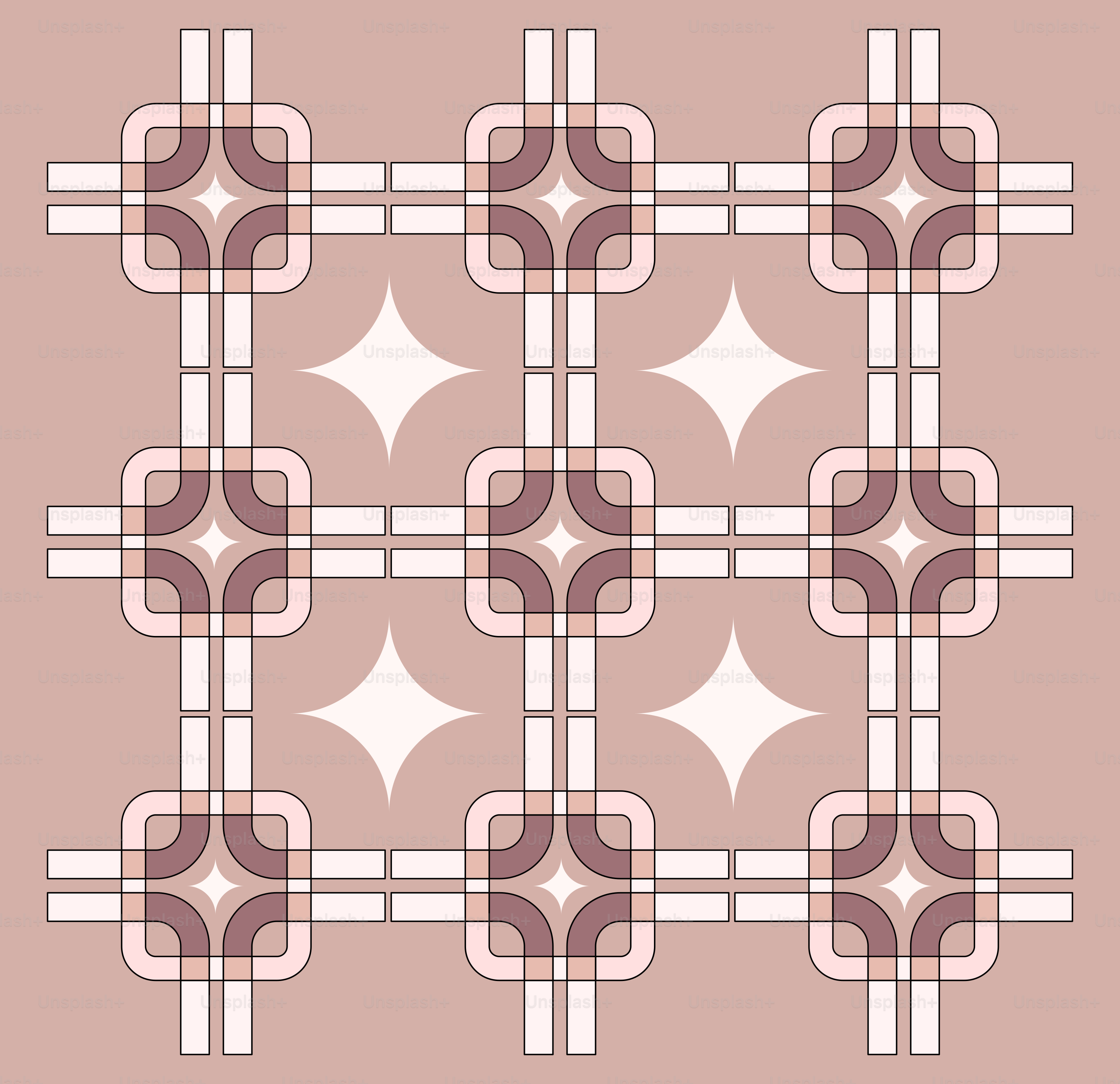 A pink and brown pattern on a pink background