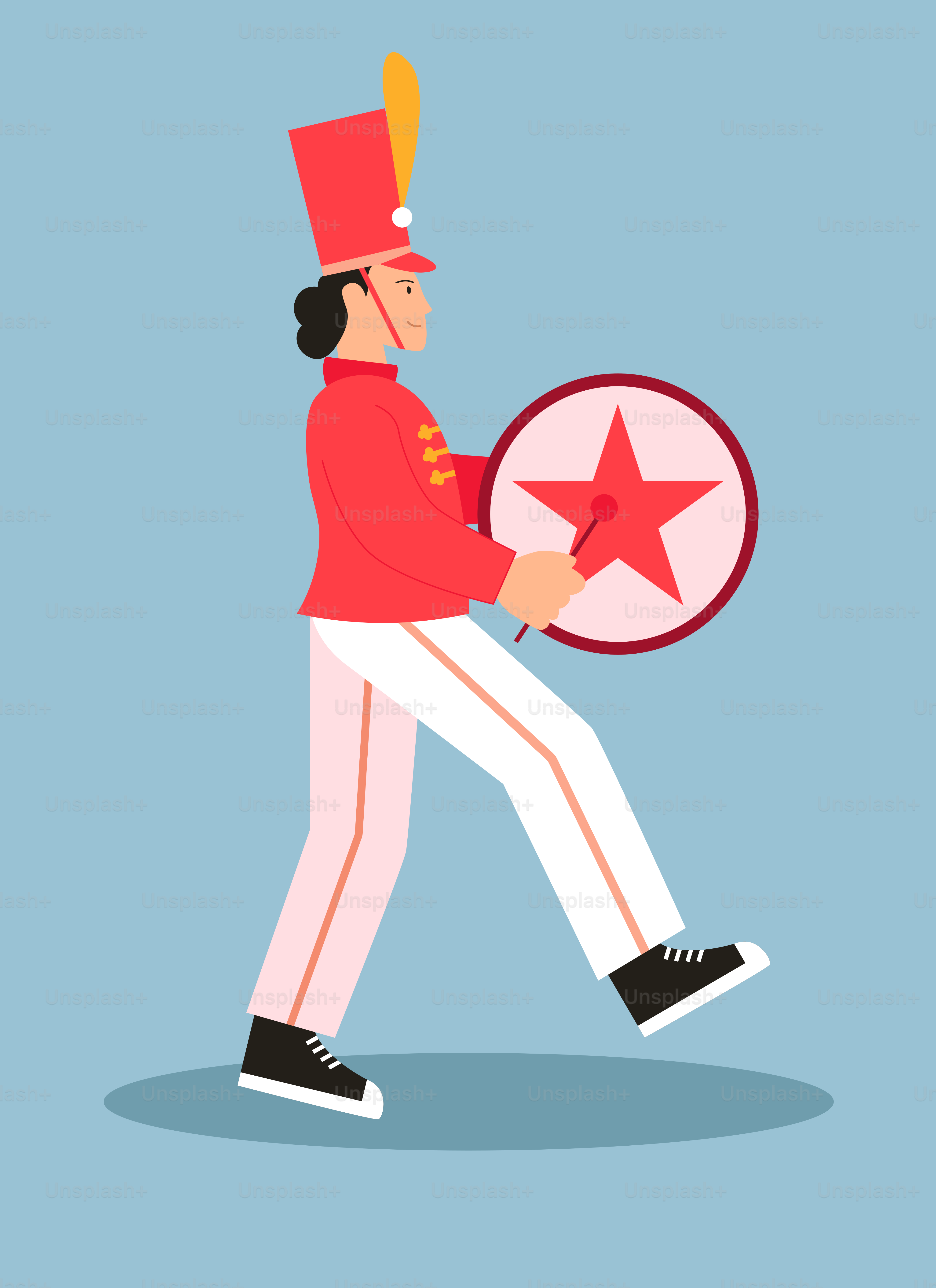 A man in a red uniform is holding a star