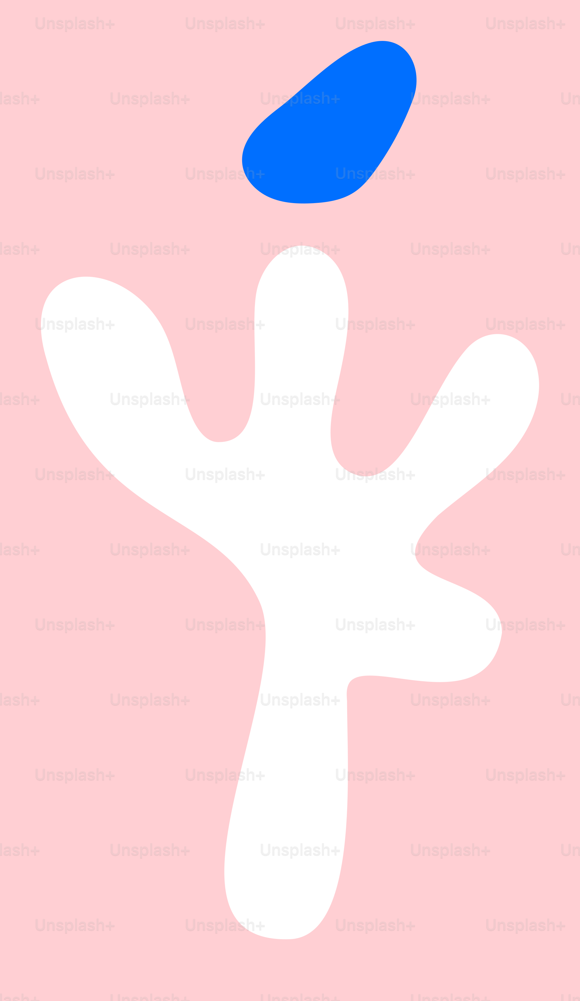 ピンクの背景に青と白の物体がある