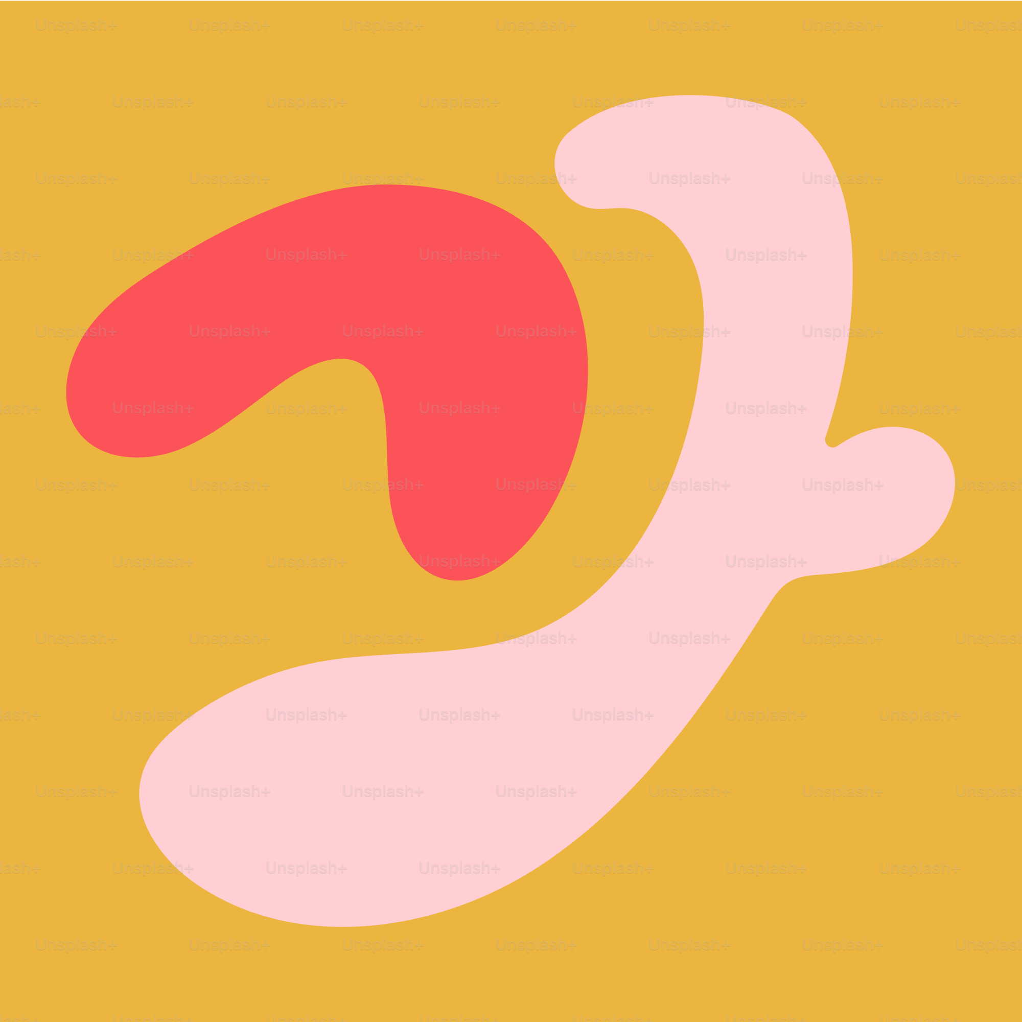 A yellow square with a pink and red design on it