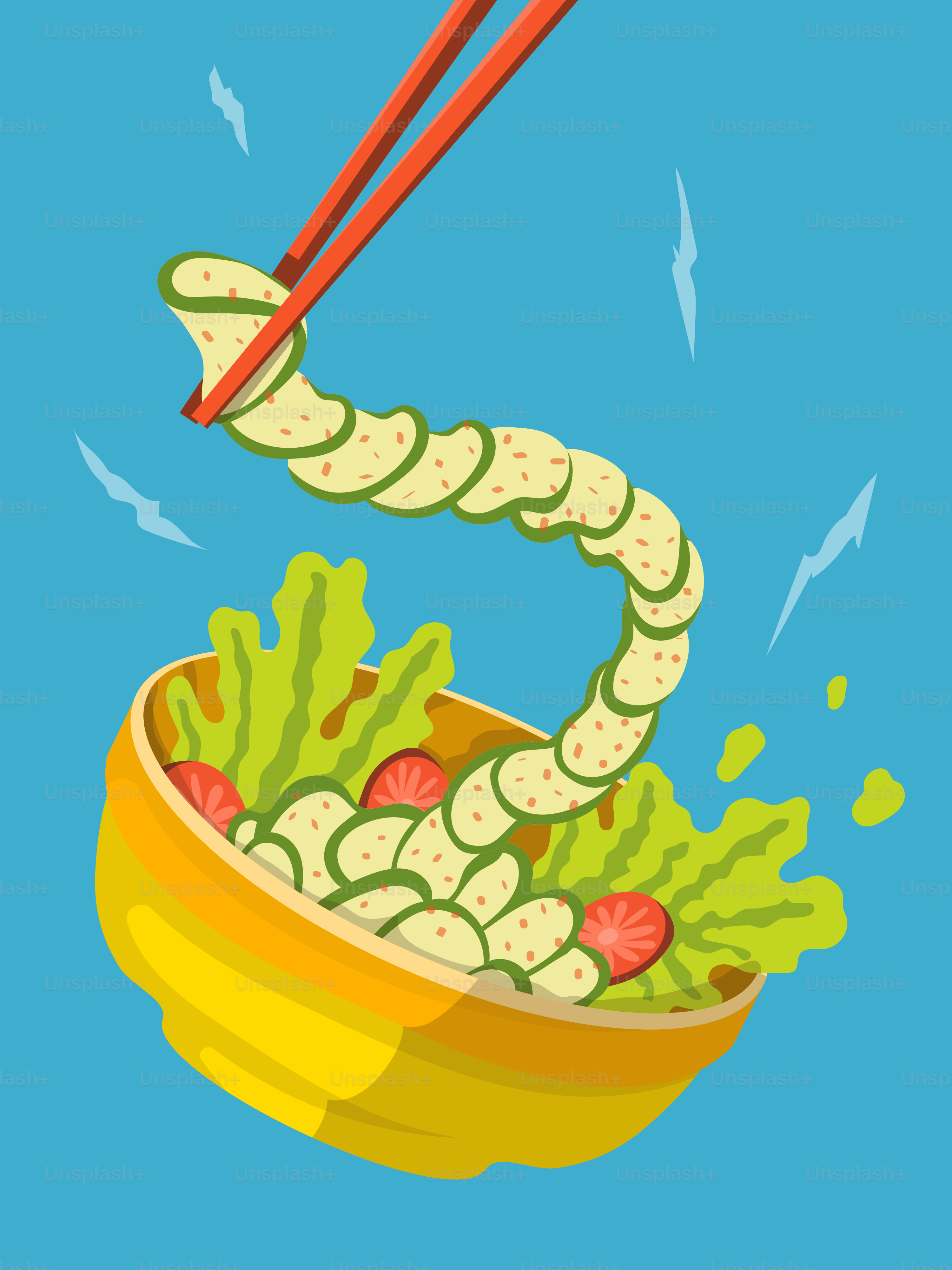 A bowl of food with chopsticks sticking out of it