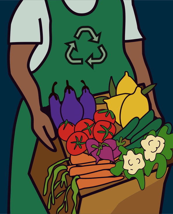 A person holding a box full of vegetables