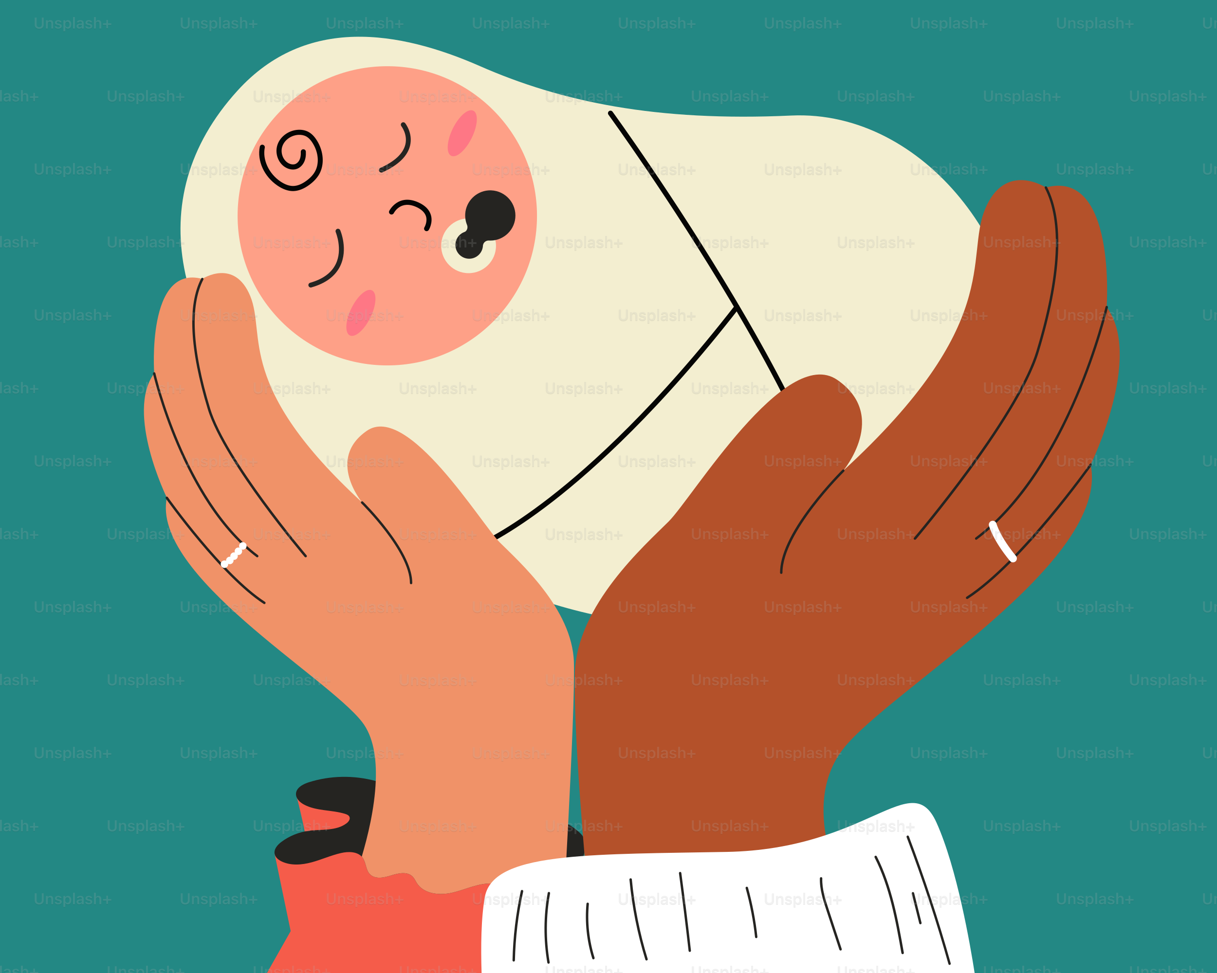 Eine Person, die ein Baby in den Händen hält