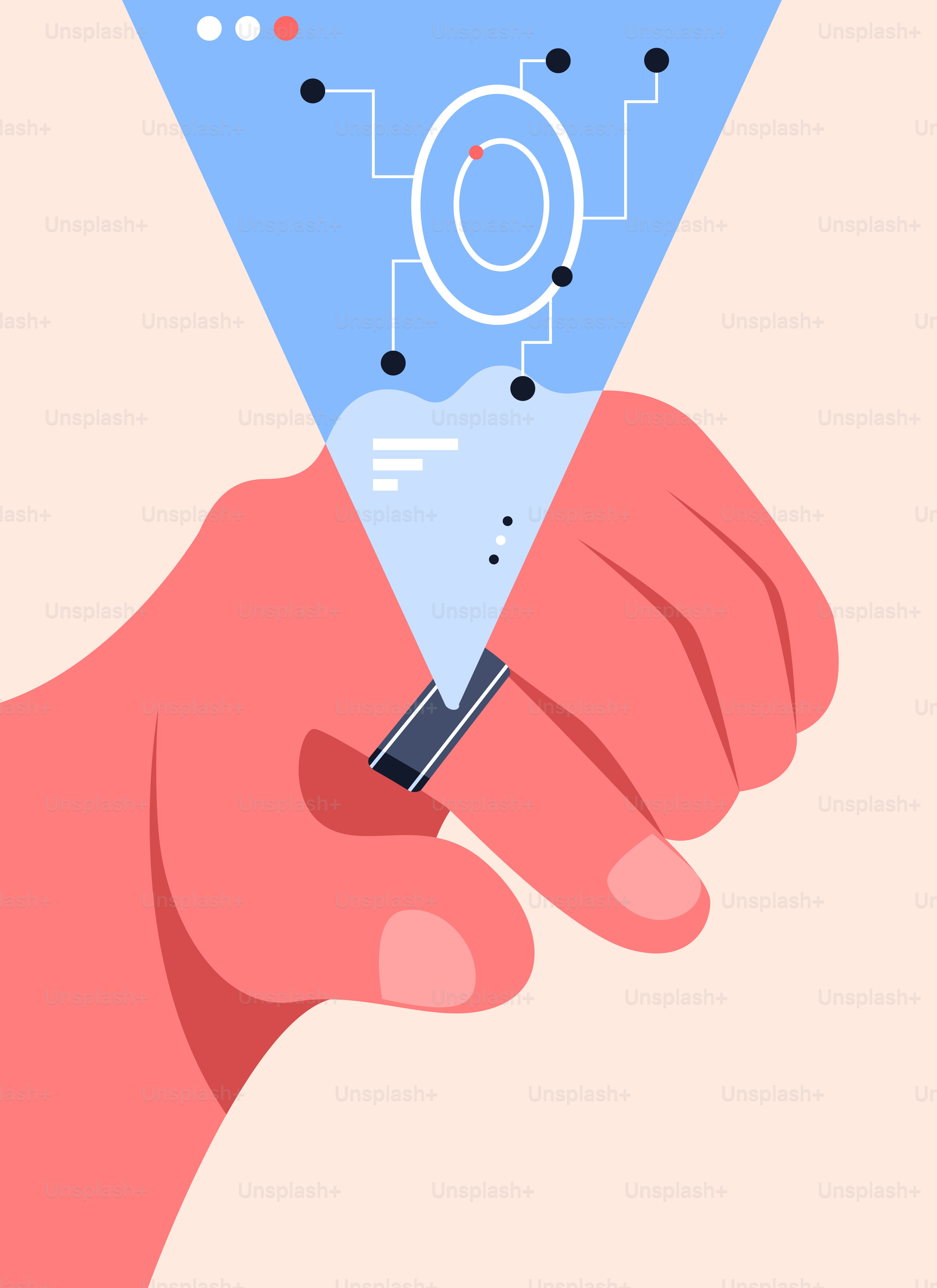 A hand holding a blue triangle with the word o on it