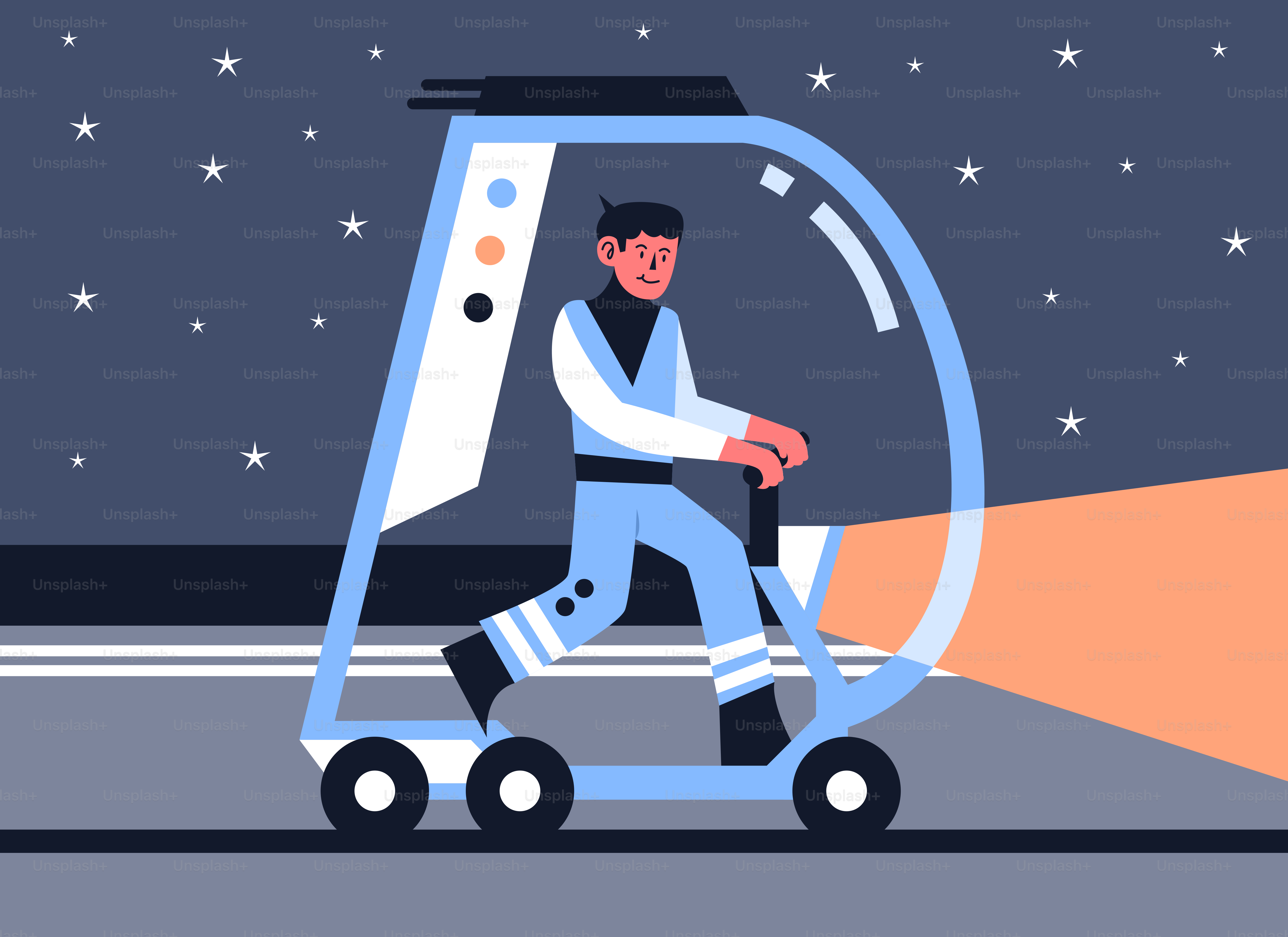 Un hombre va en un carro con ruedas