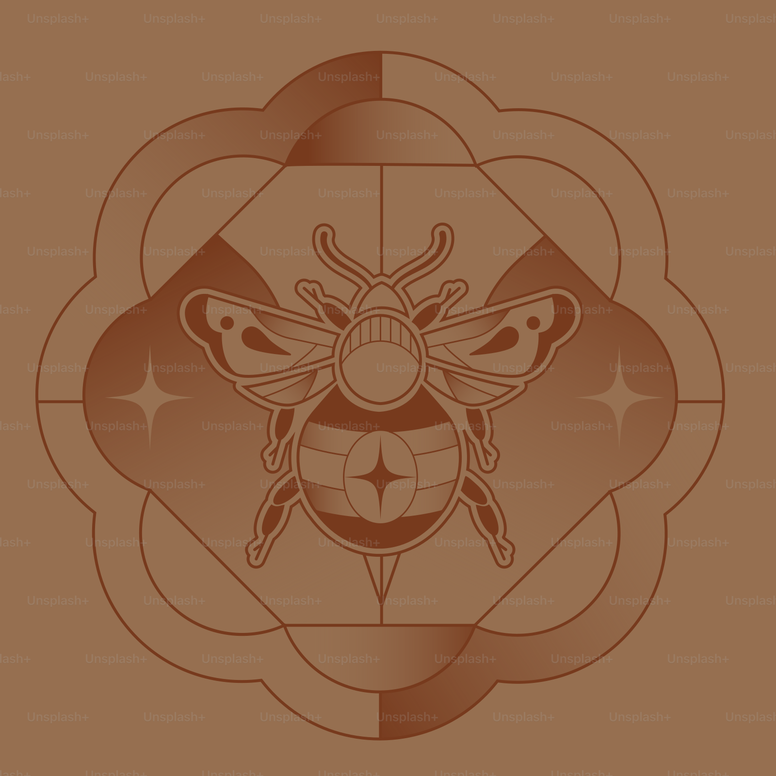 A picture of a bee on a brown background