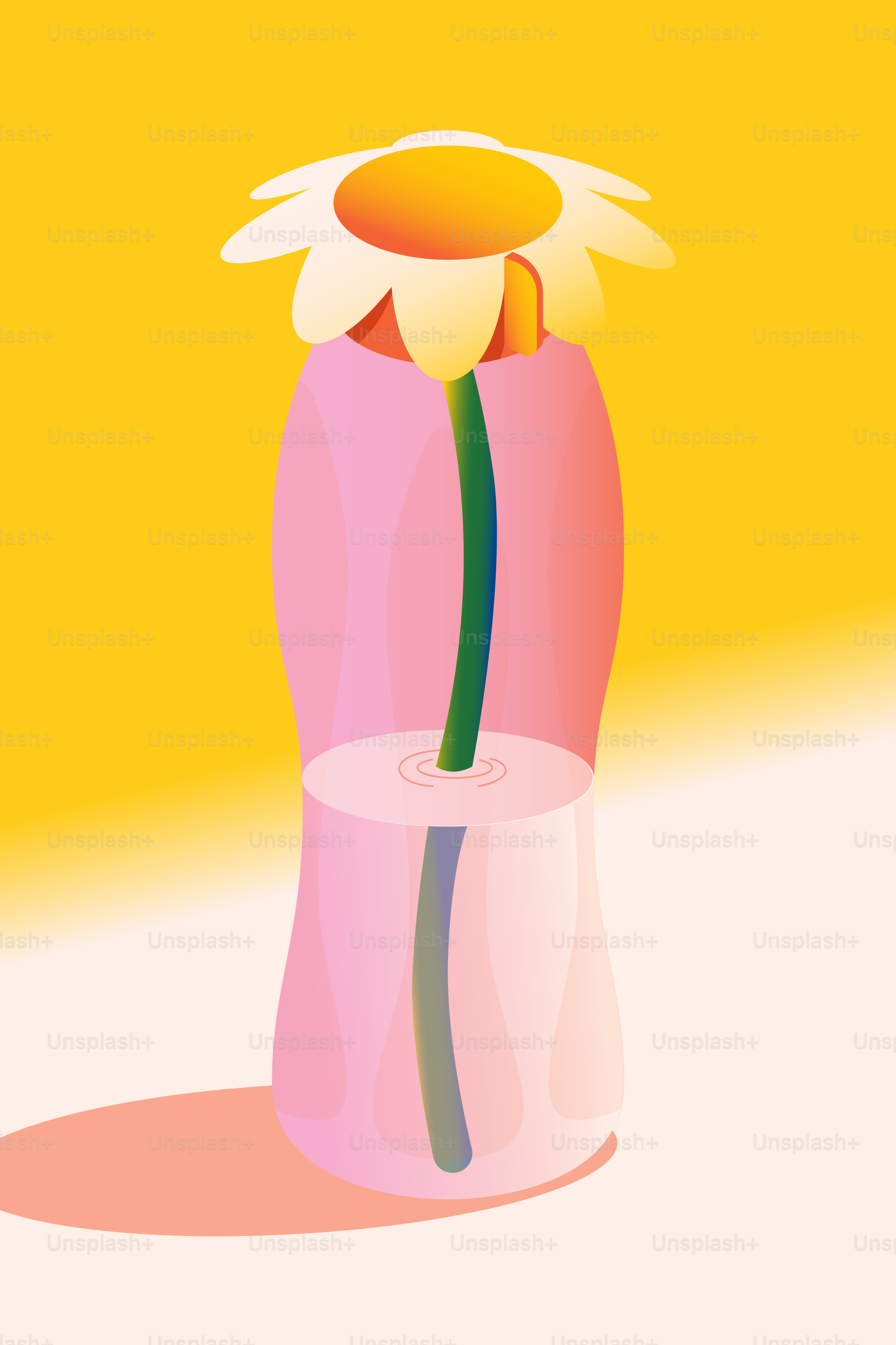 Un jarrón rosa con una flor que sobresale de él