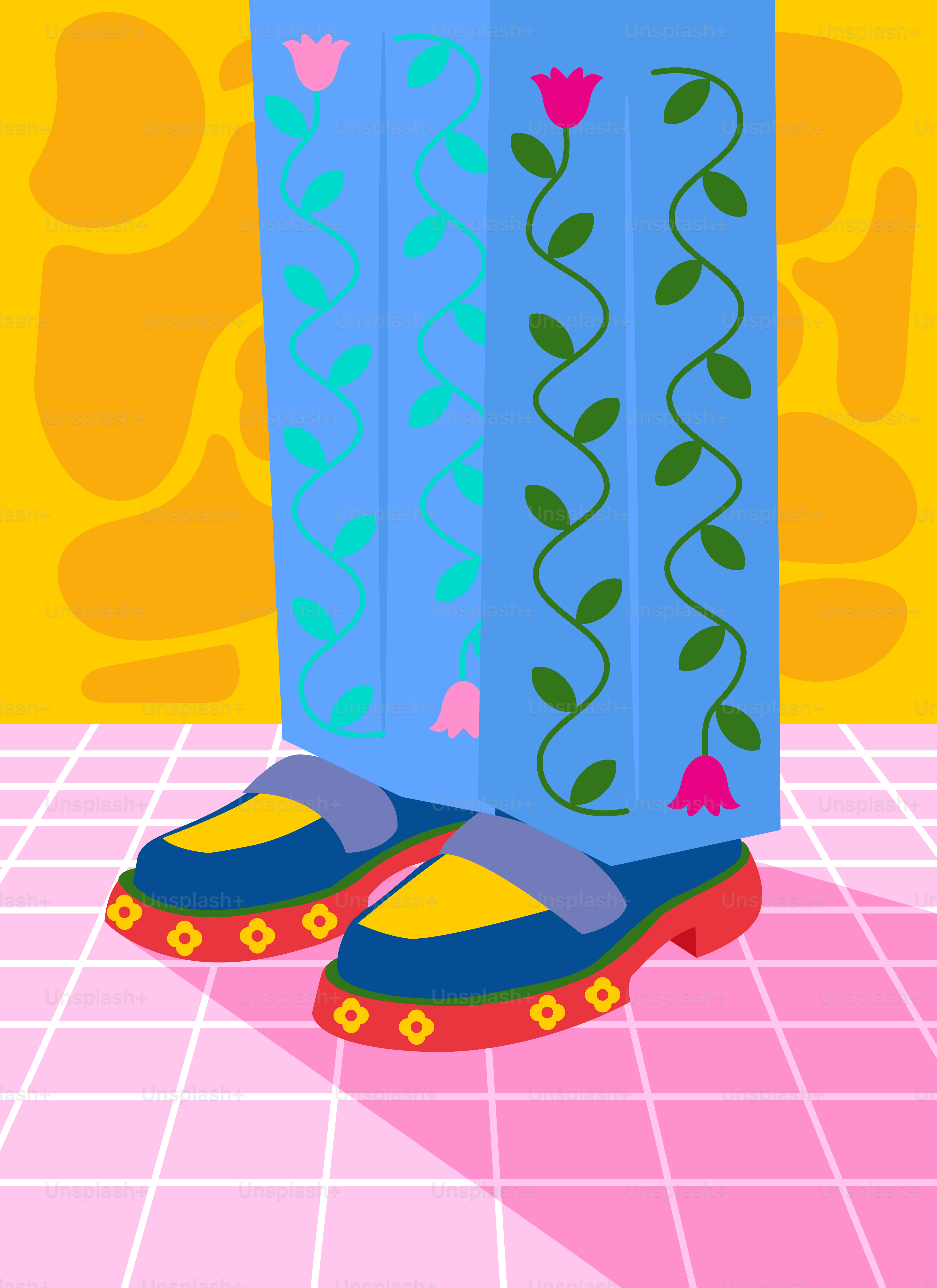 A pair of shoes sitting on top of a tiled floor