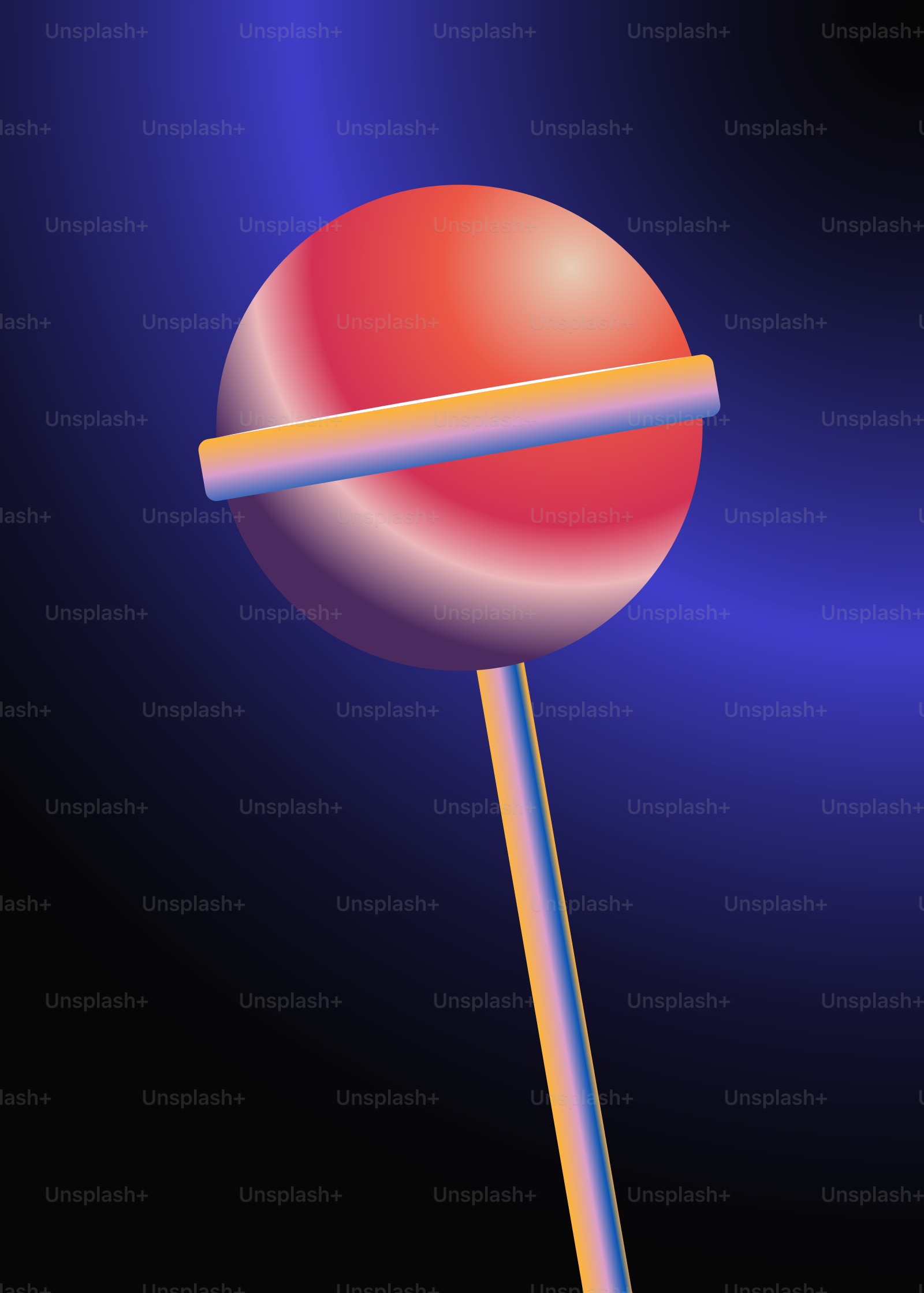 A lollipop on a stick with a blue background