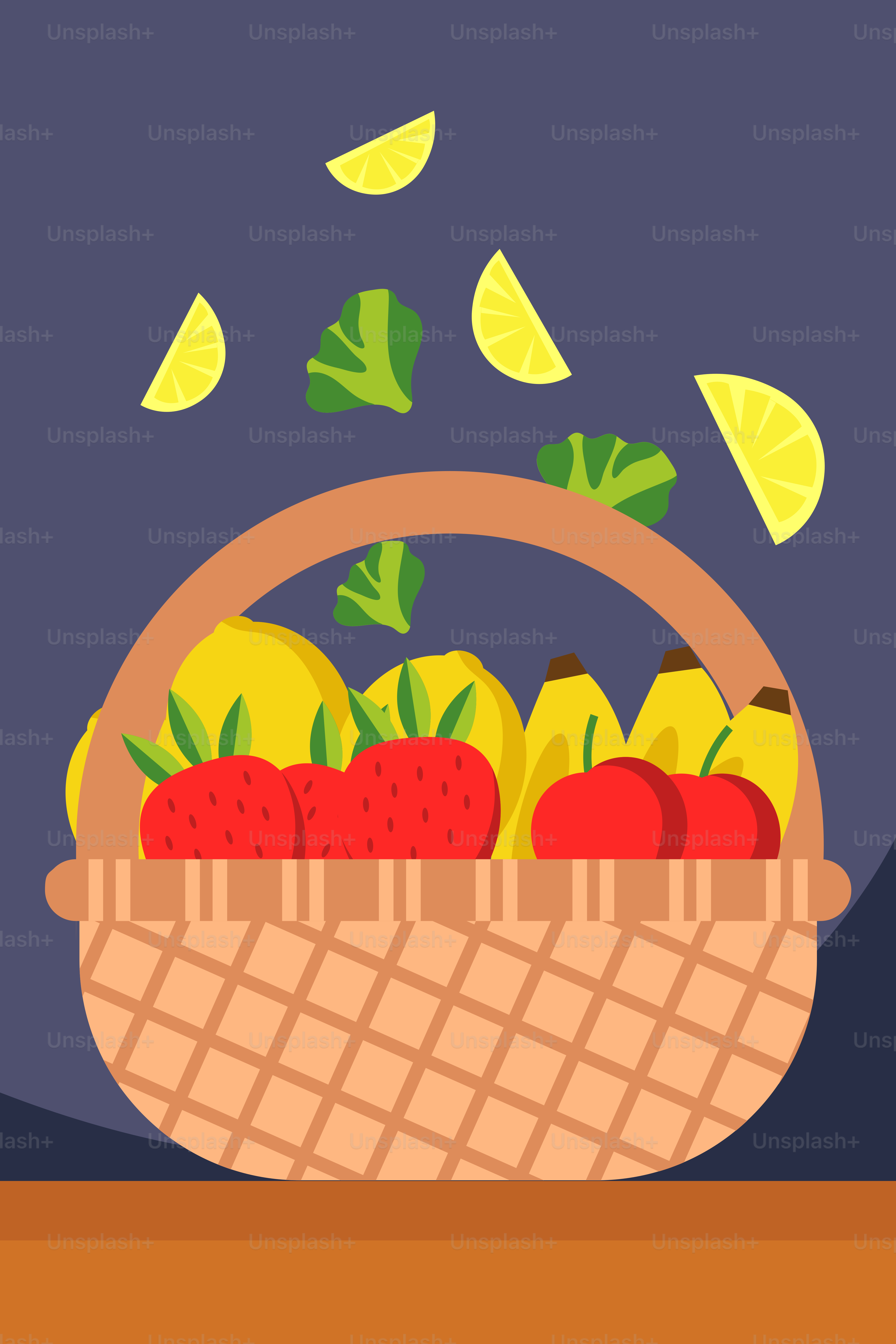 A basket of fruit sitting on top of a table