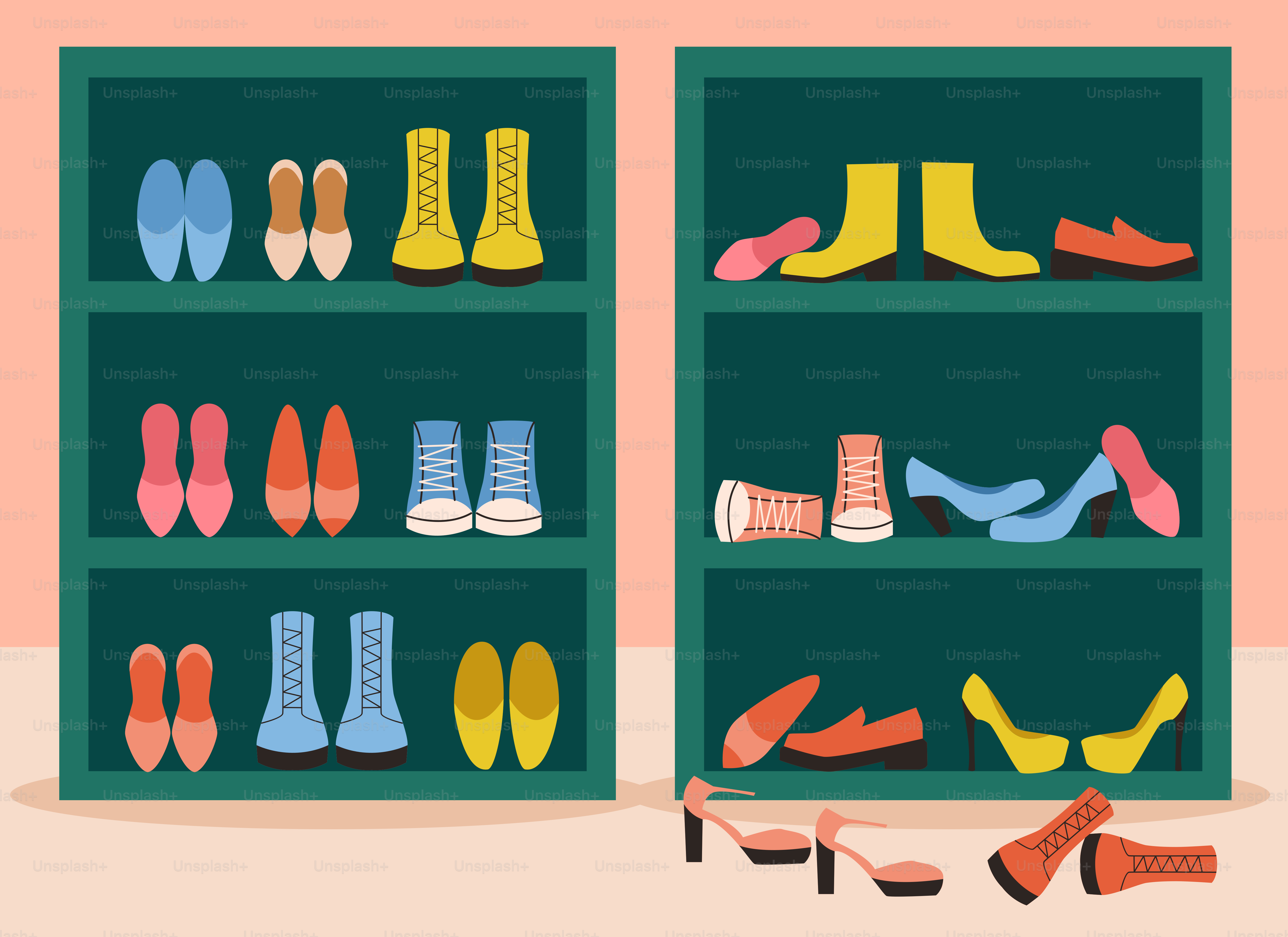 A closet filled with lots of different types of shoes