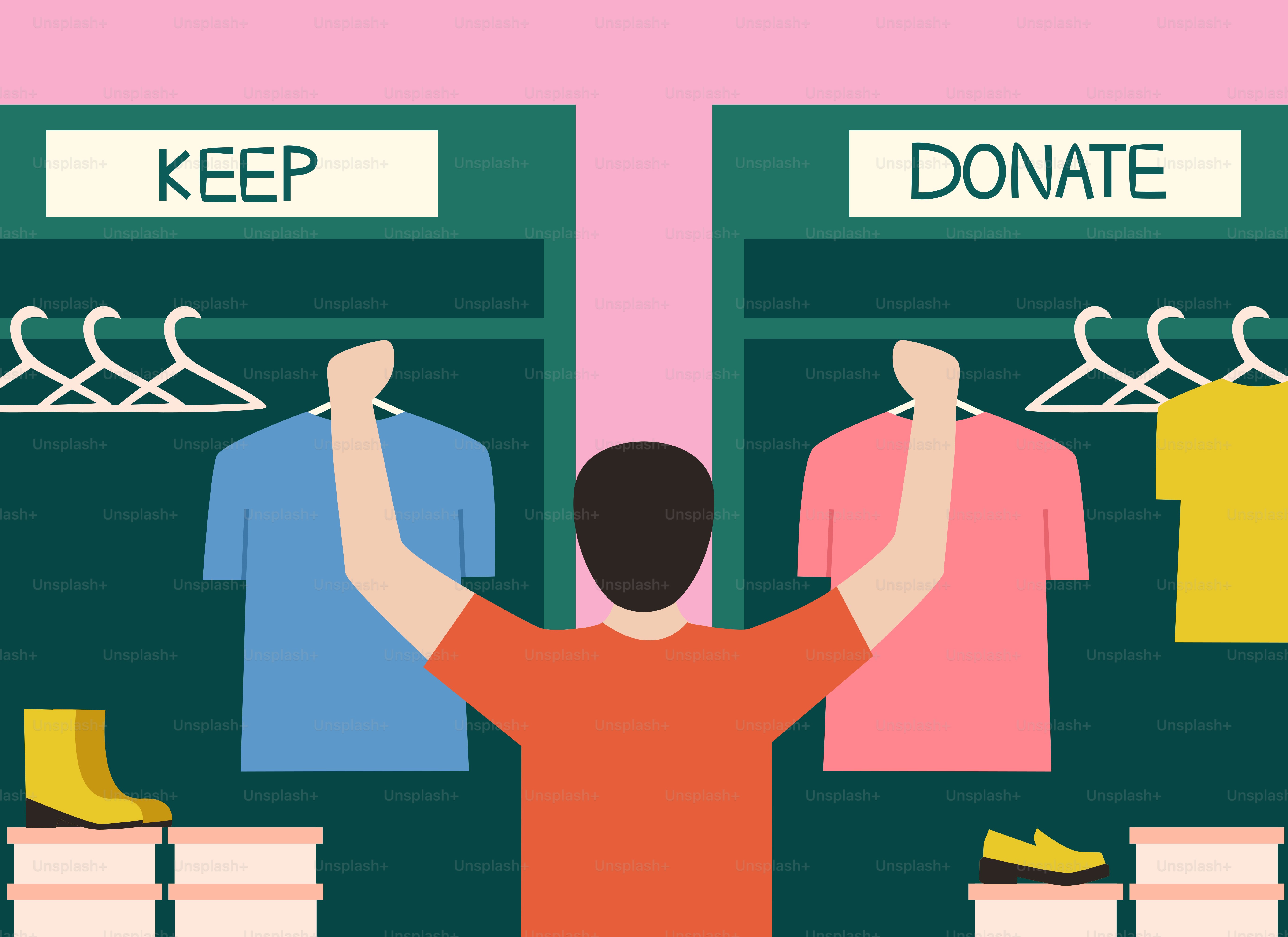 A man standing in front of a rack of shirts