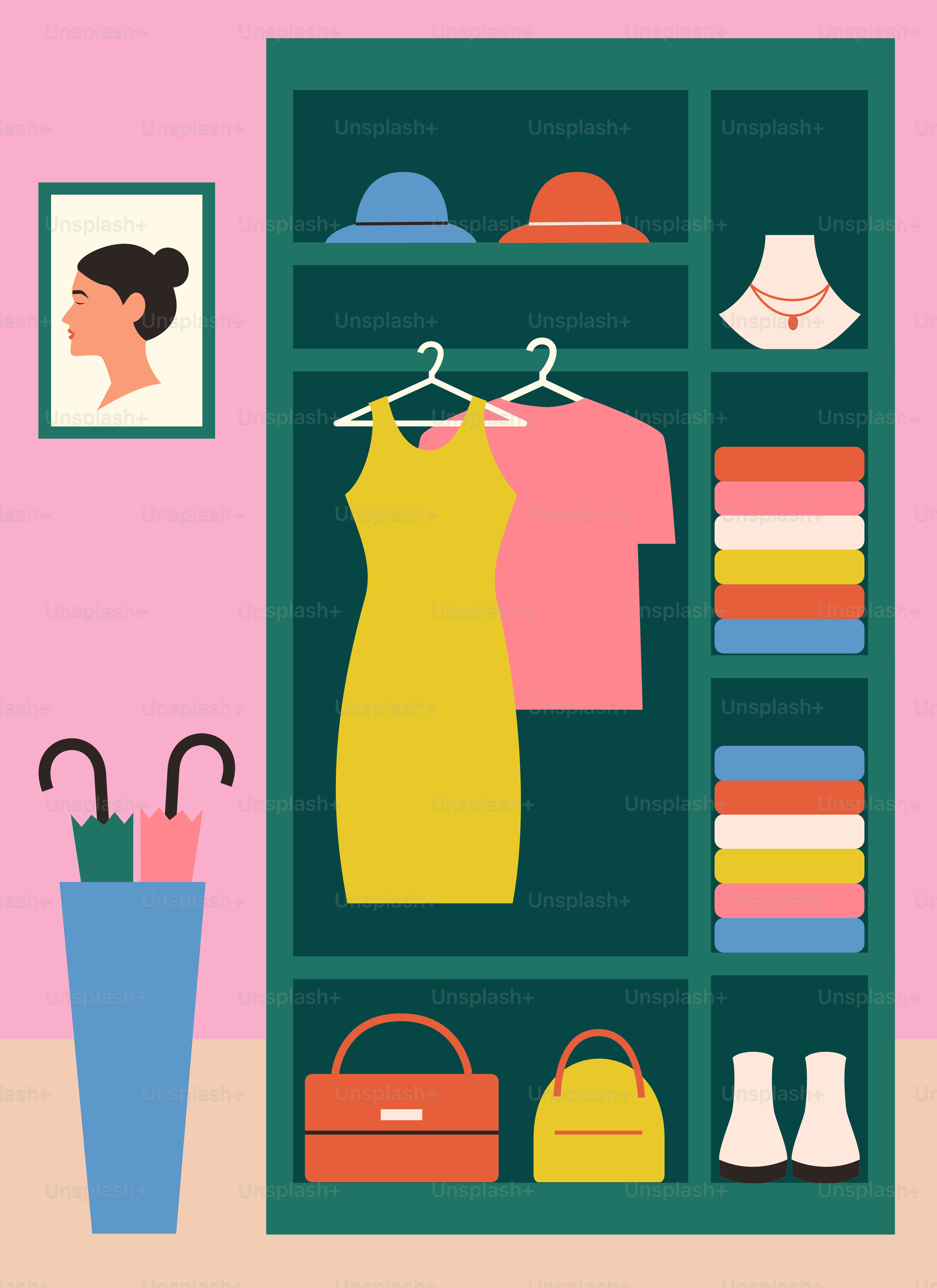 A closet filled with lots of different types of clothes