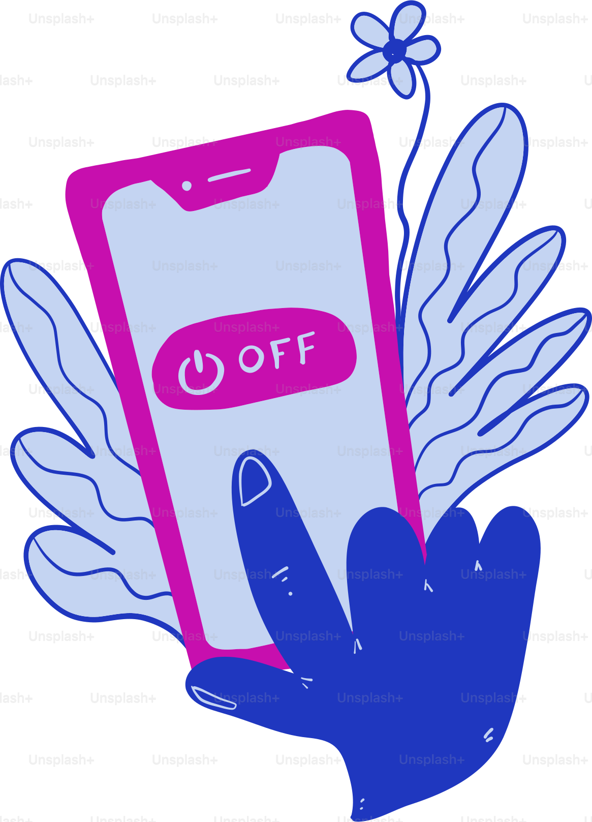 A hand holding a smart phone with the word on it