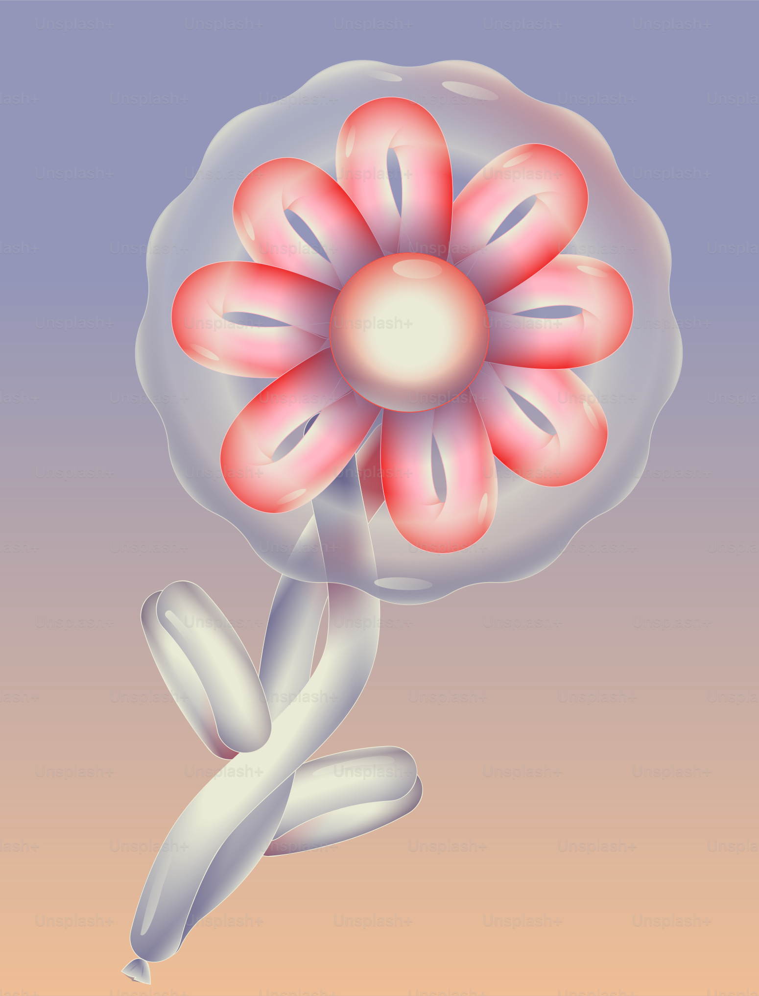 A drawing of a flower on a purple background