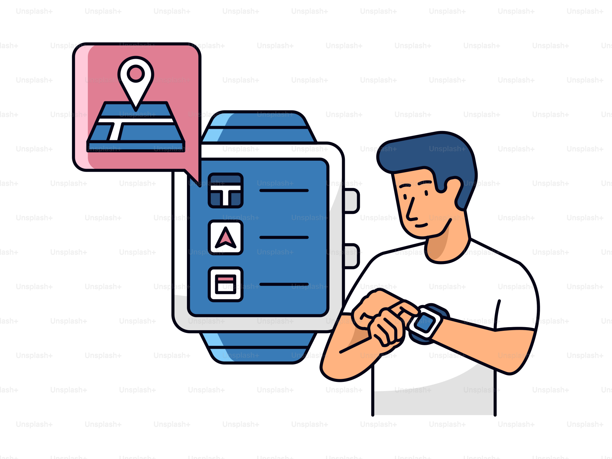 A man holding a smart phone next to a map