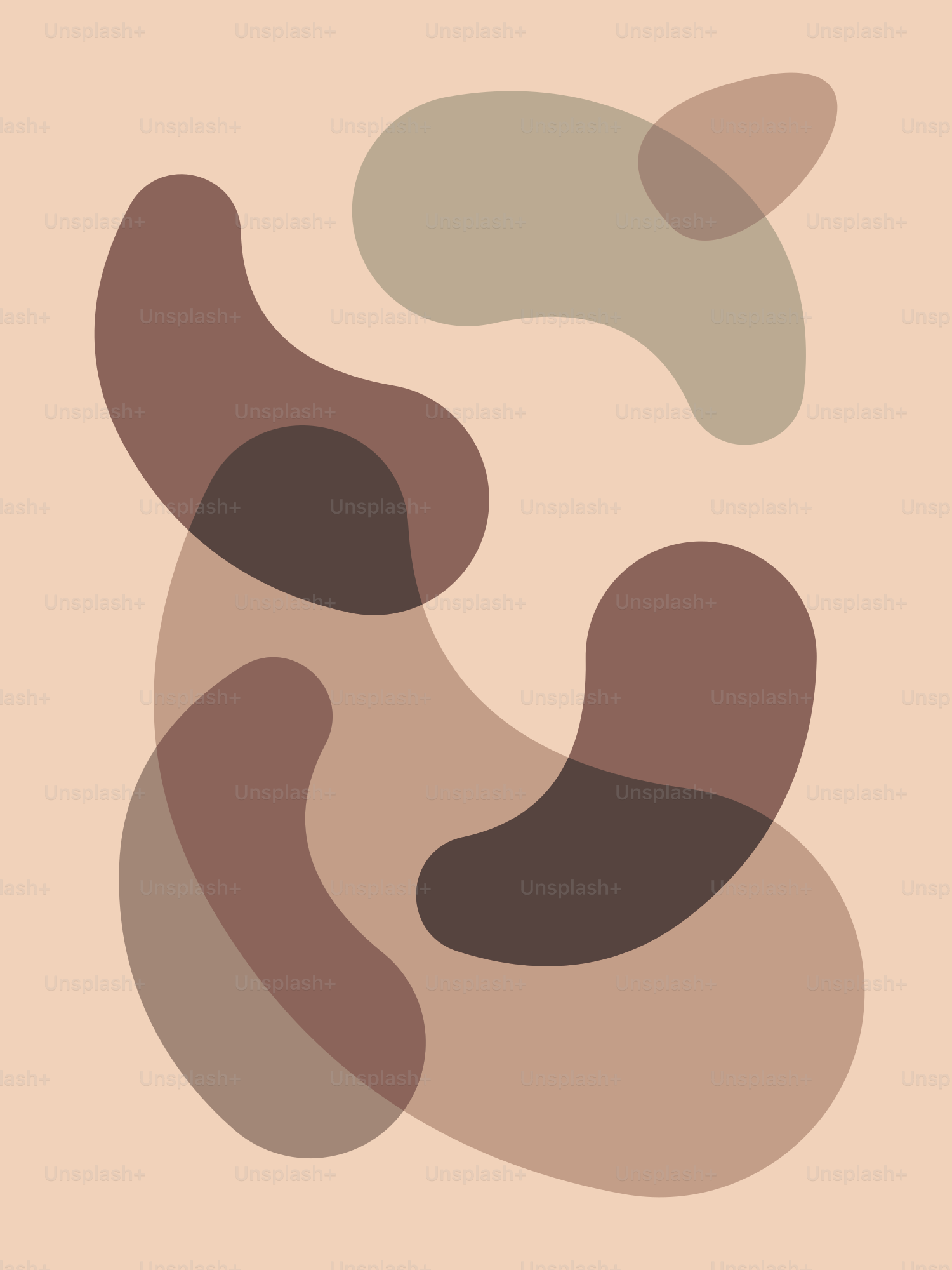 Un diseño abstracto marrón y negro sobre fondo beige