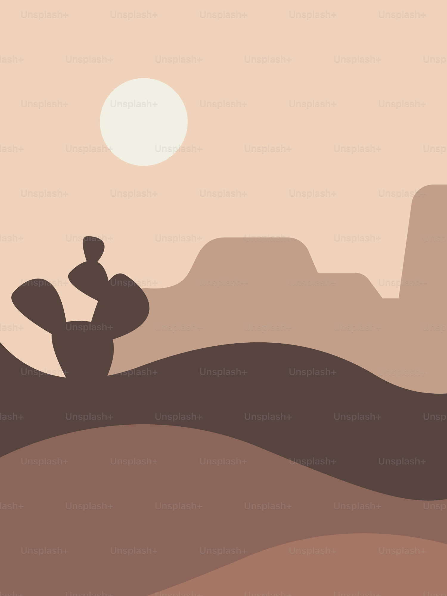 Una escena del desierto con un cactus solitario en primer plano