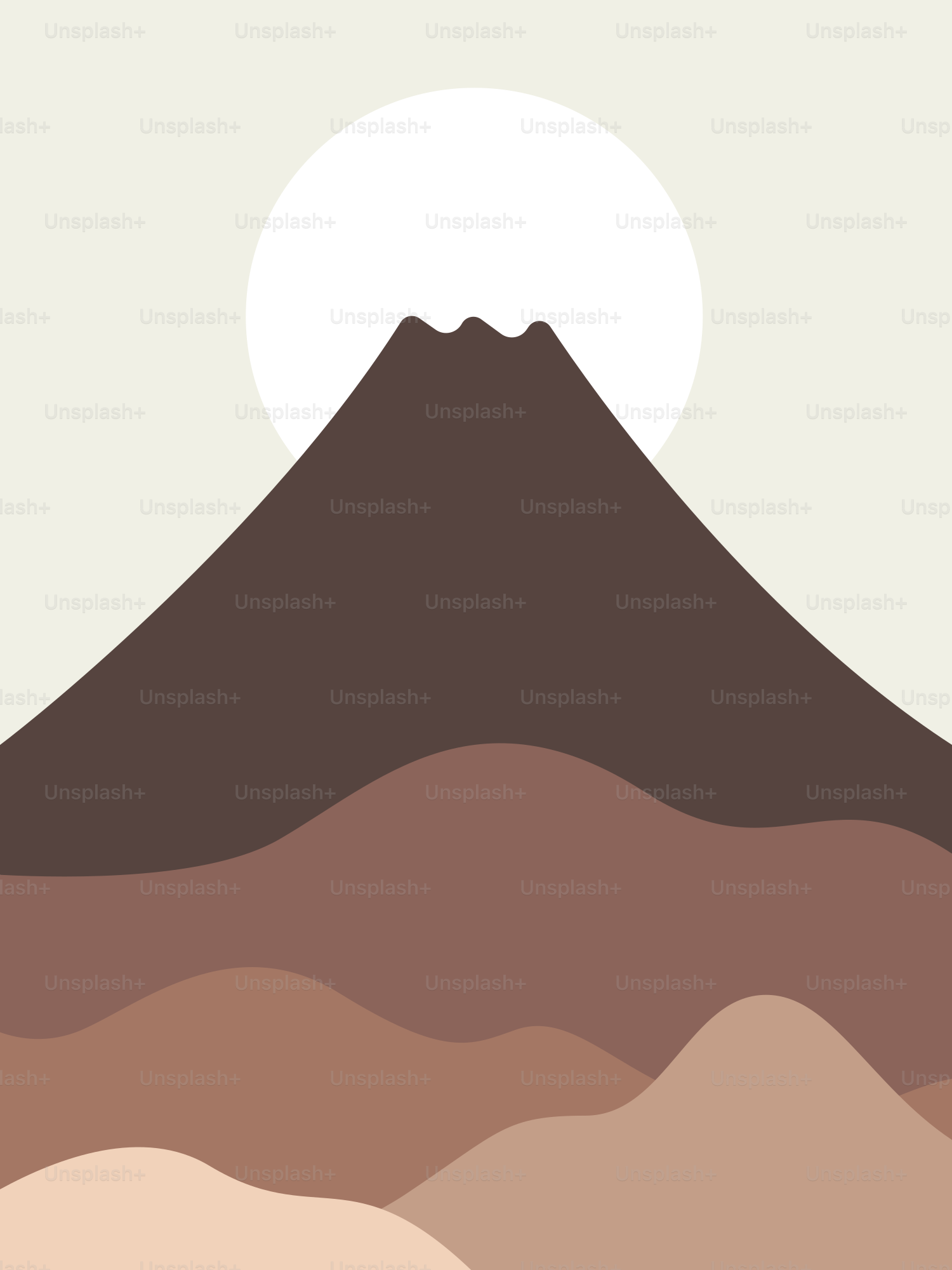 Ein Bild eines Berges mit Vollmond im Hintergrund