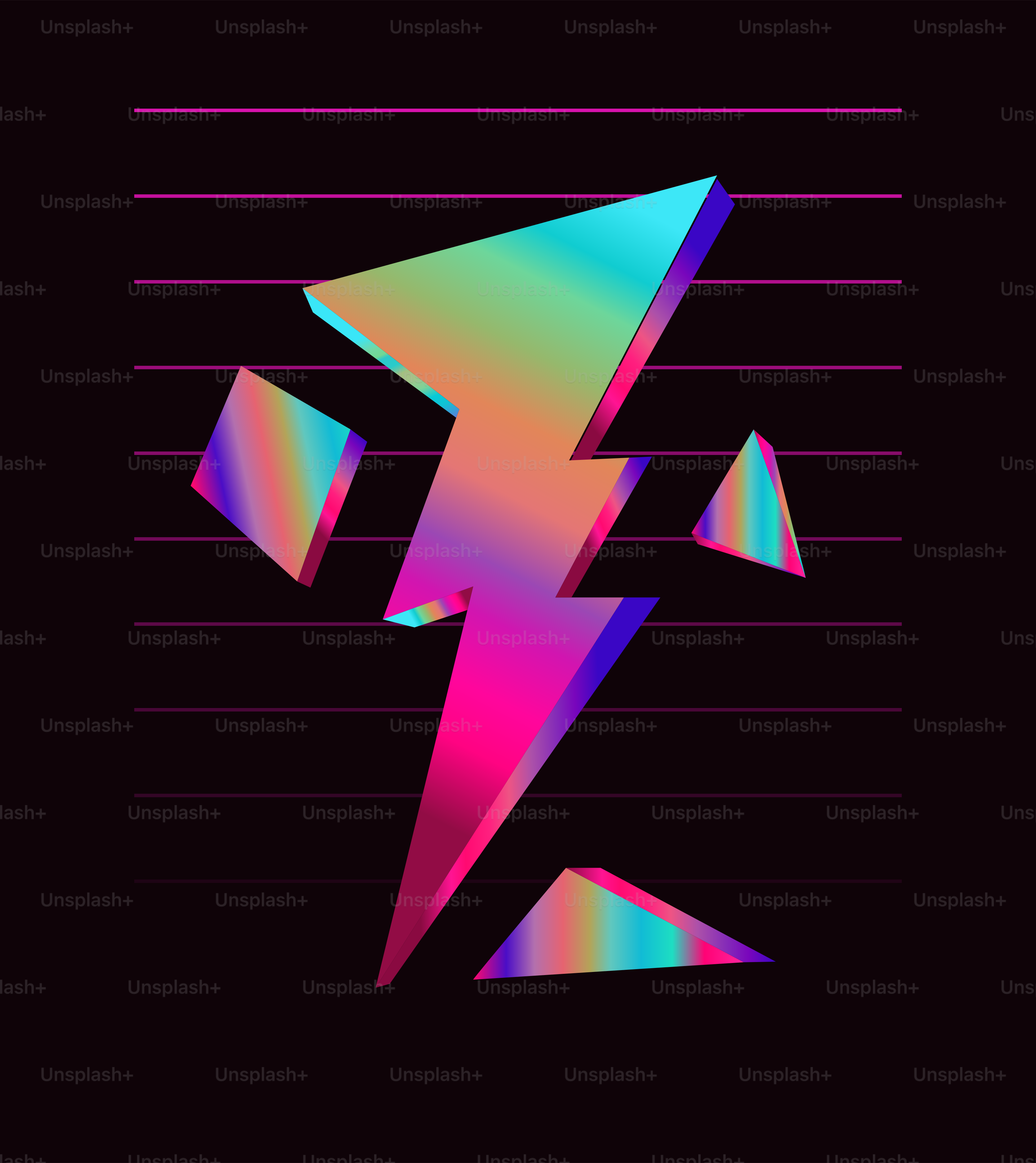 A colorful logo with a lightning bolt in the middle of it