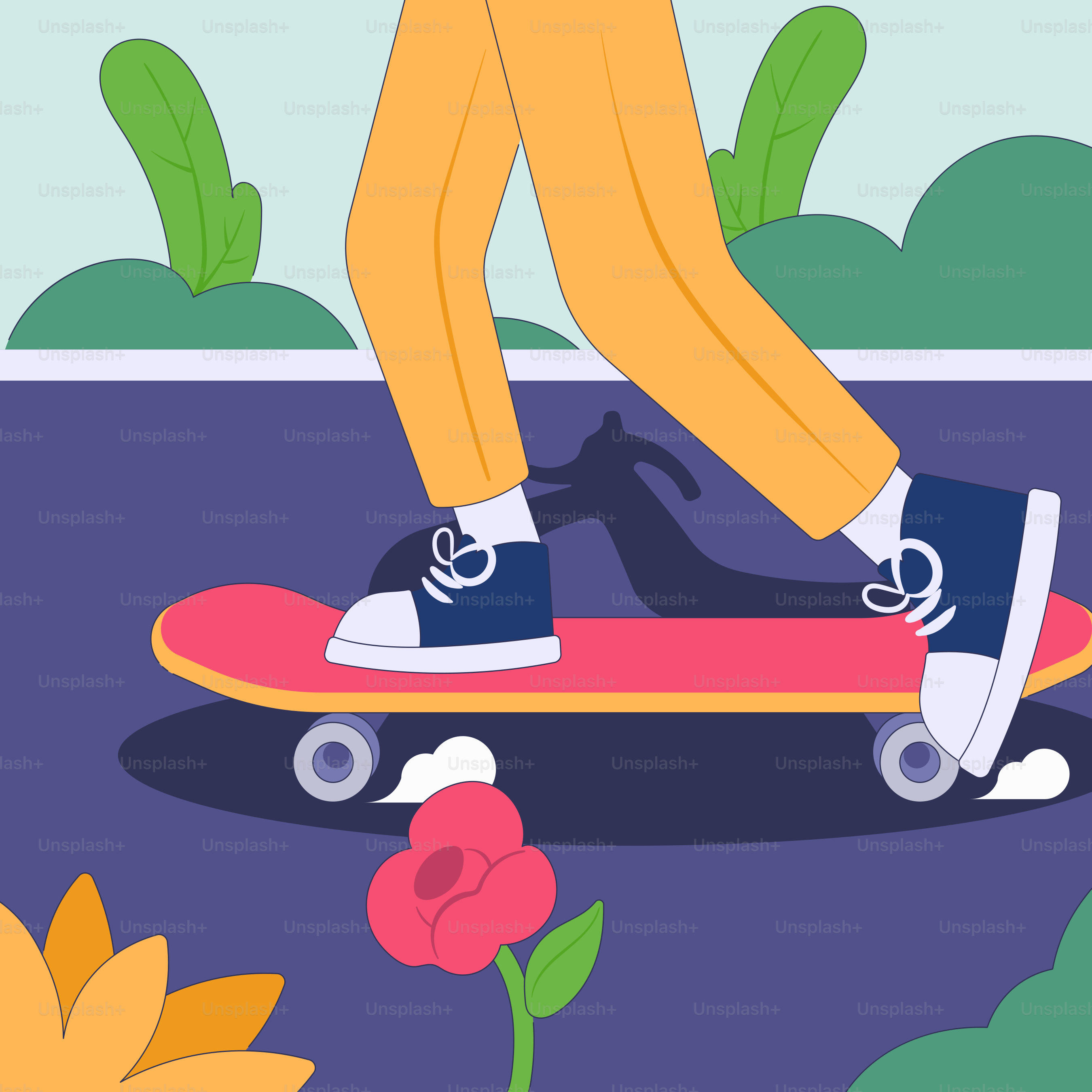 A person riding a skateboard down a street