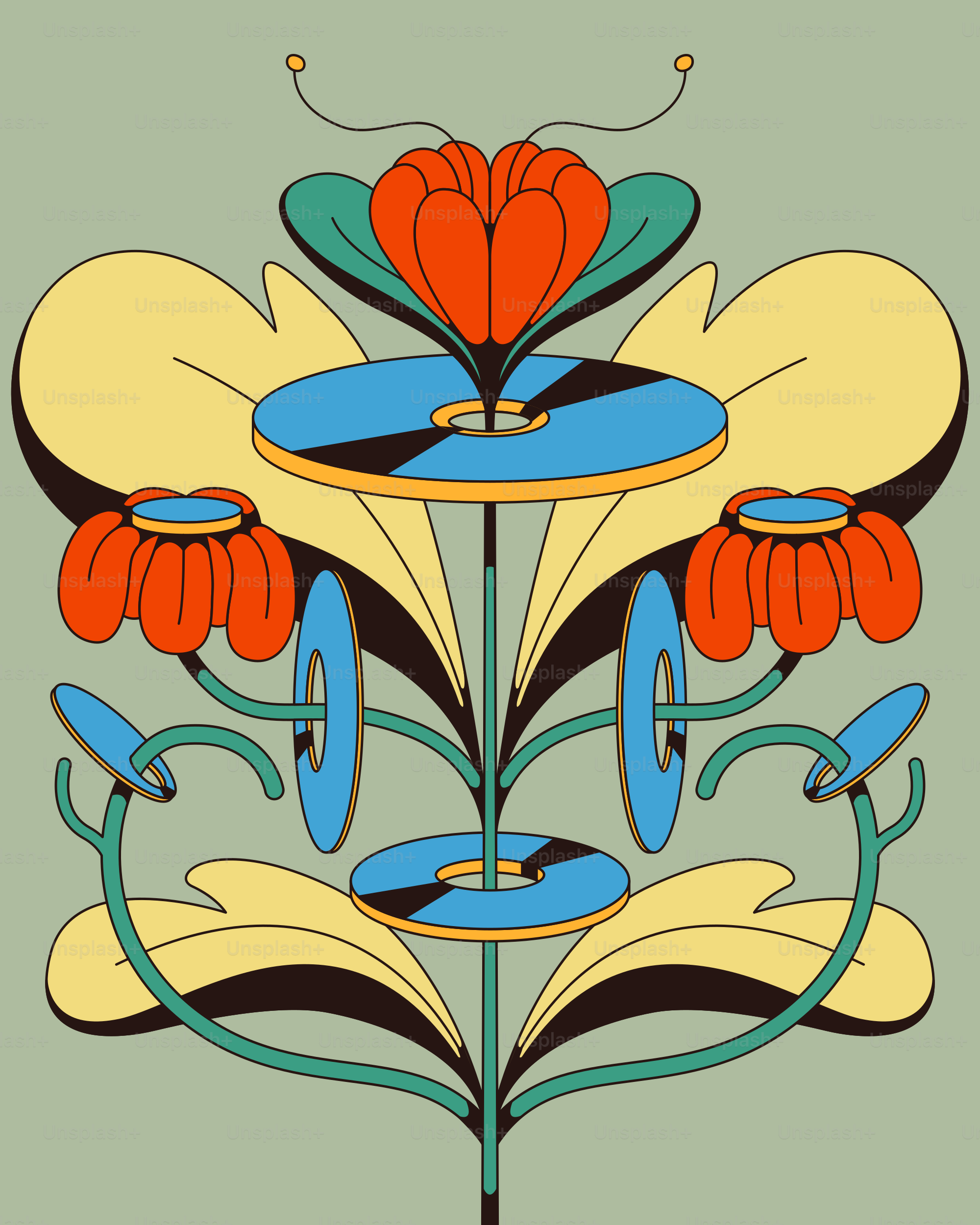 A painting of flowers on a green background