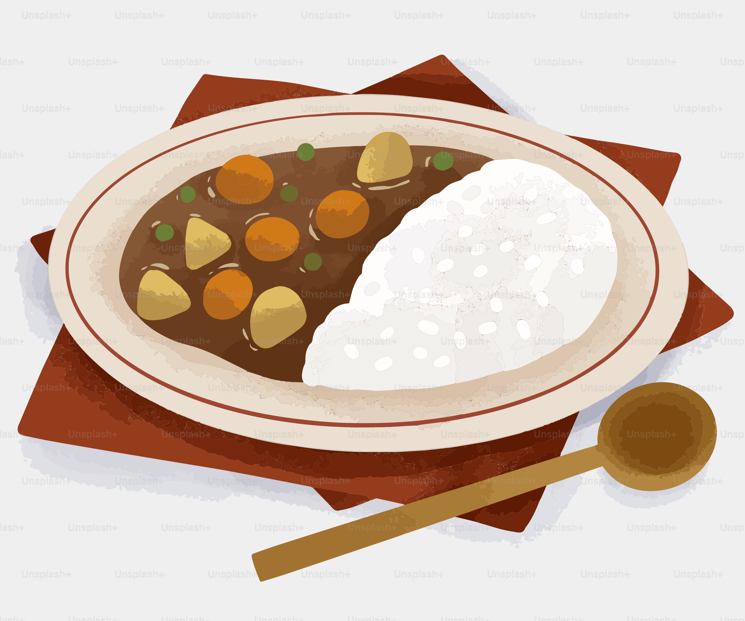 A plate of food on a napkin with a spoon