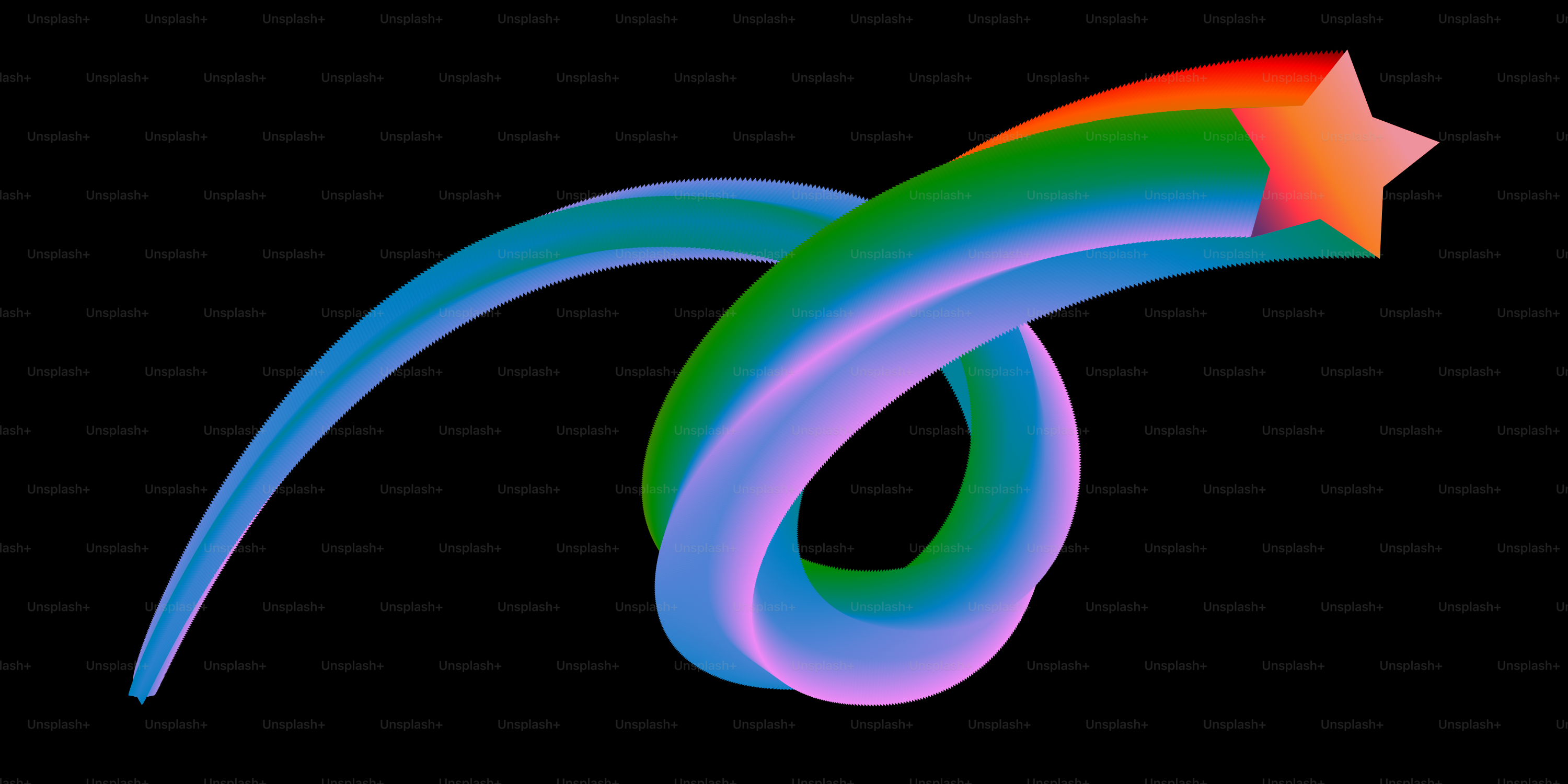 A black background with a rainbow colored logo
