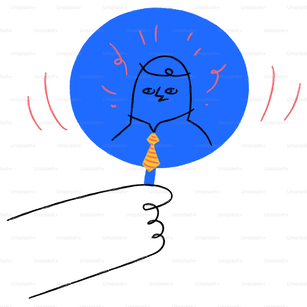 Un dibujo de una persona sosteniendo un globo azul