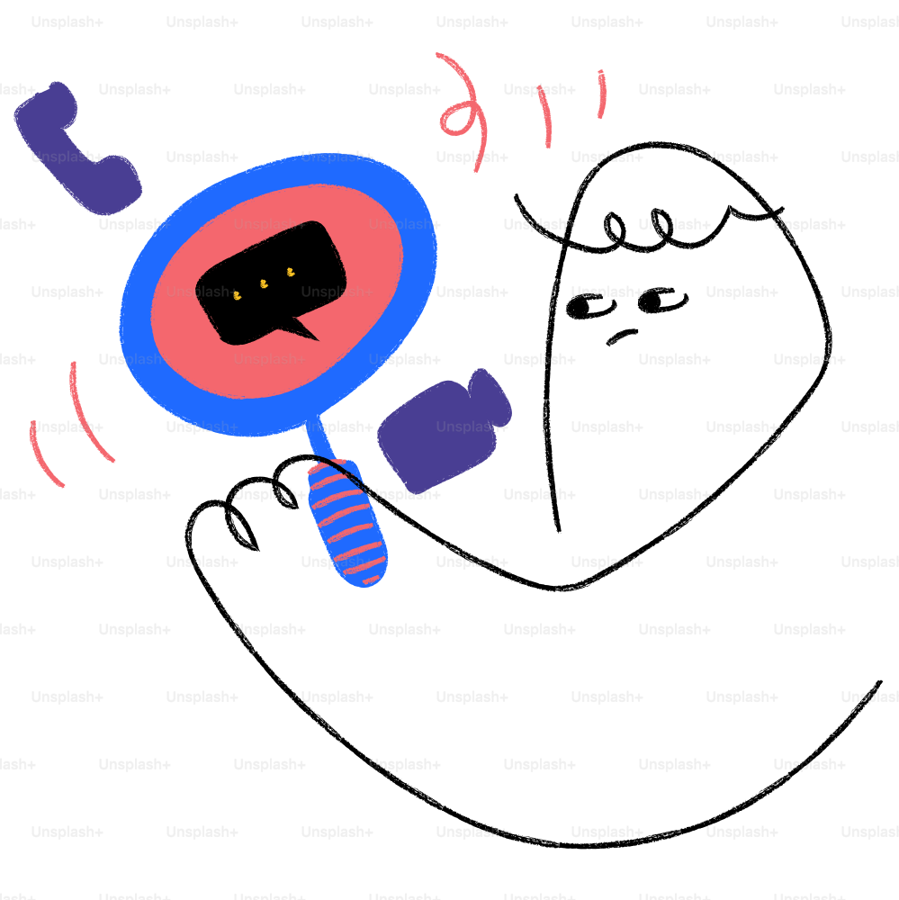 A drawing of a man holding a magnifying glass