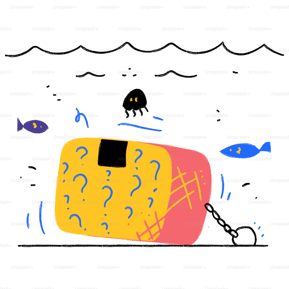 A drawing of a buoy floating in the ocean