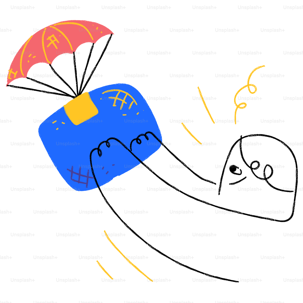 A drawing of a person flying a kite